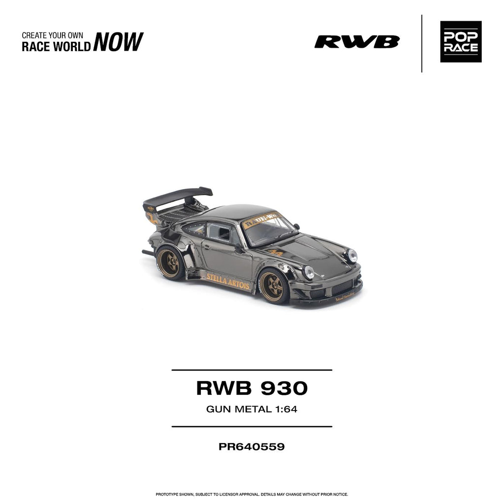 (Preorder) Pop Race 1:64 RWB 930 Gun Metal Grey PR640559
