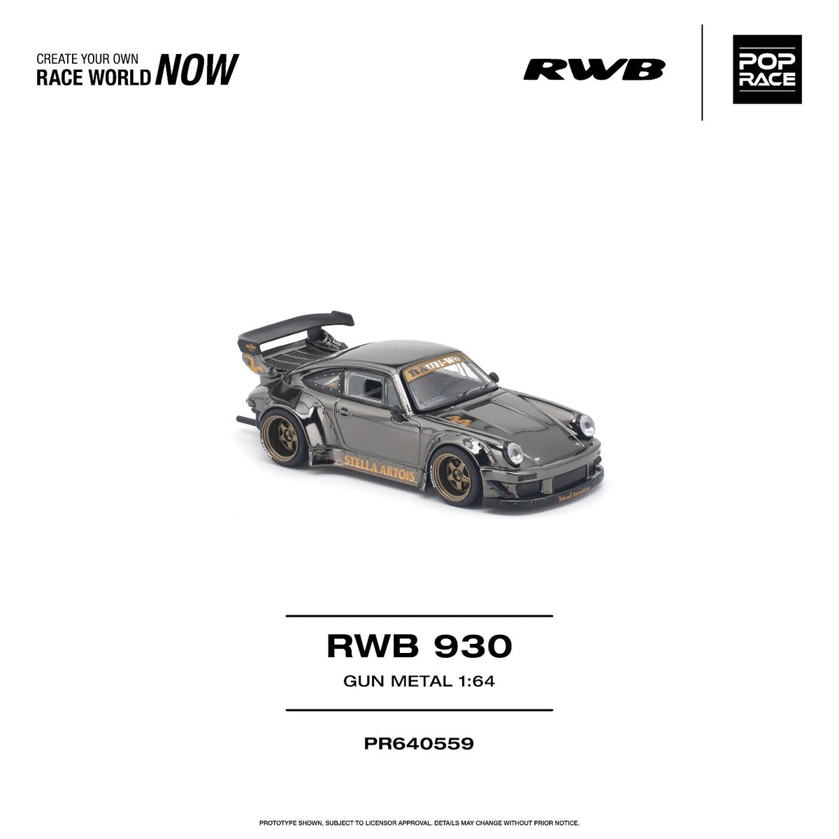 (Preorder) Pop Race 1:64 RWB 930 Gun Metal Grey PR640559