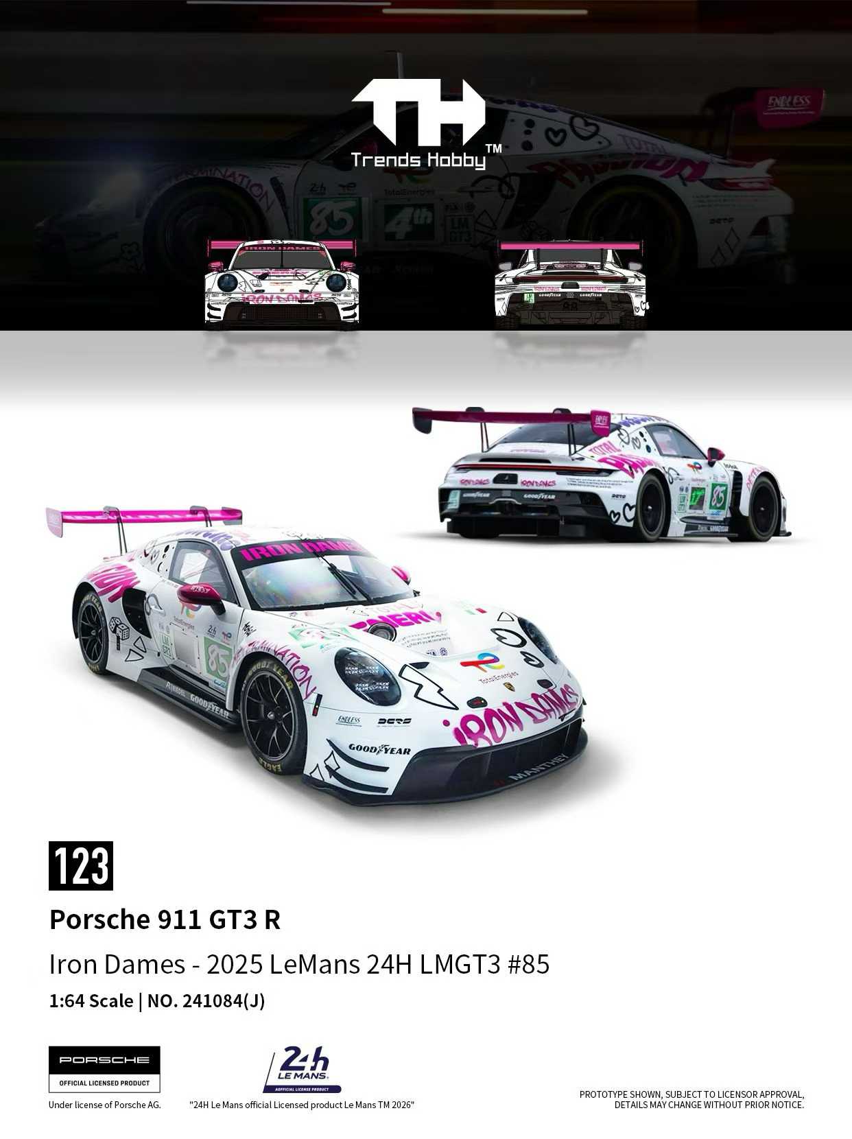 (Preorder)Trends 1/64 Hobby Porsche 911 GT3 R -2025 LeMans 24H LMGT3 #85 241084(J)