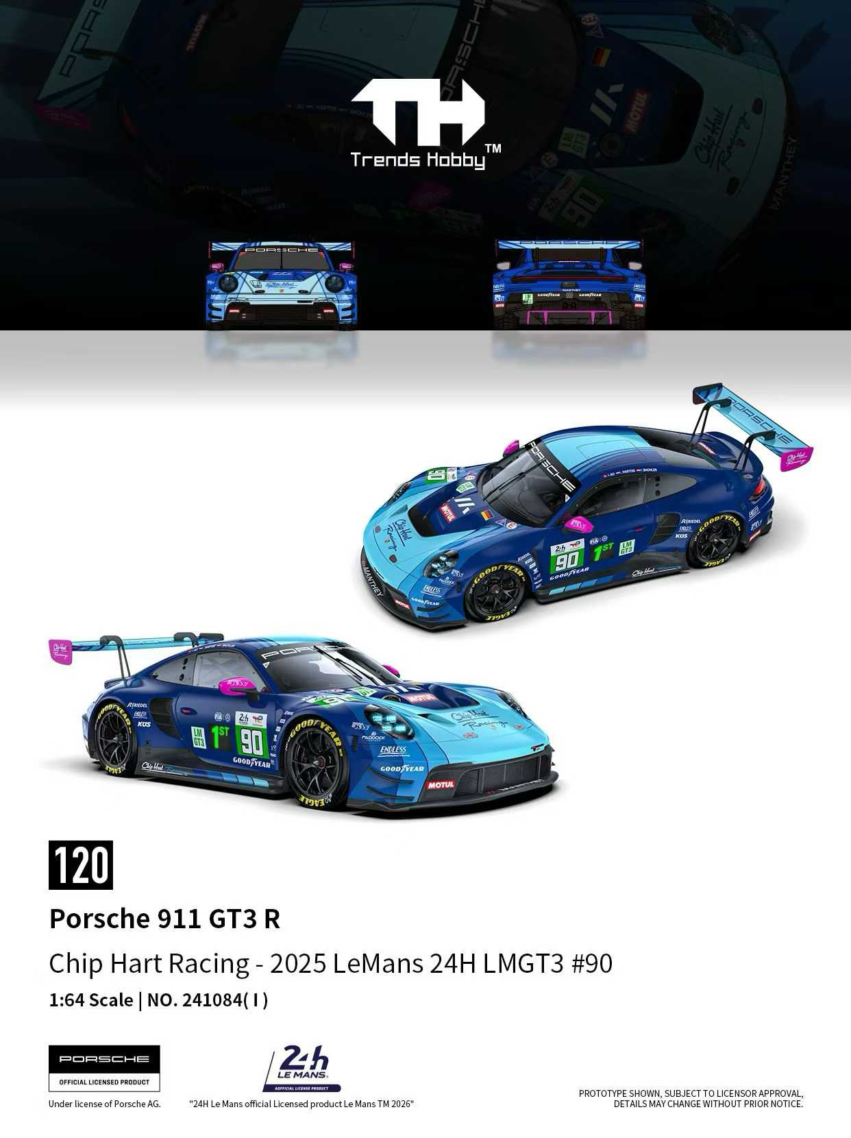 (Preorder)Trends Hobby Porsche 911 GT3 R – 2025 Le Mans 24H LMGT3 #90 241084(I)