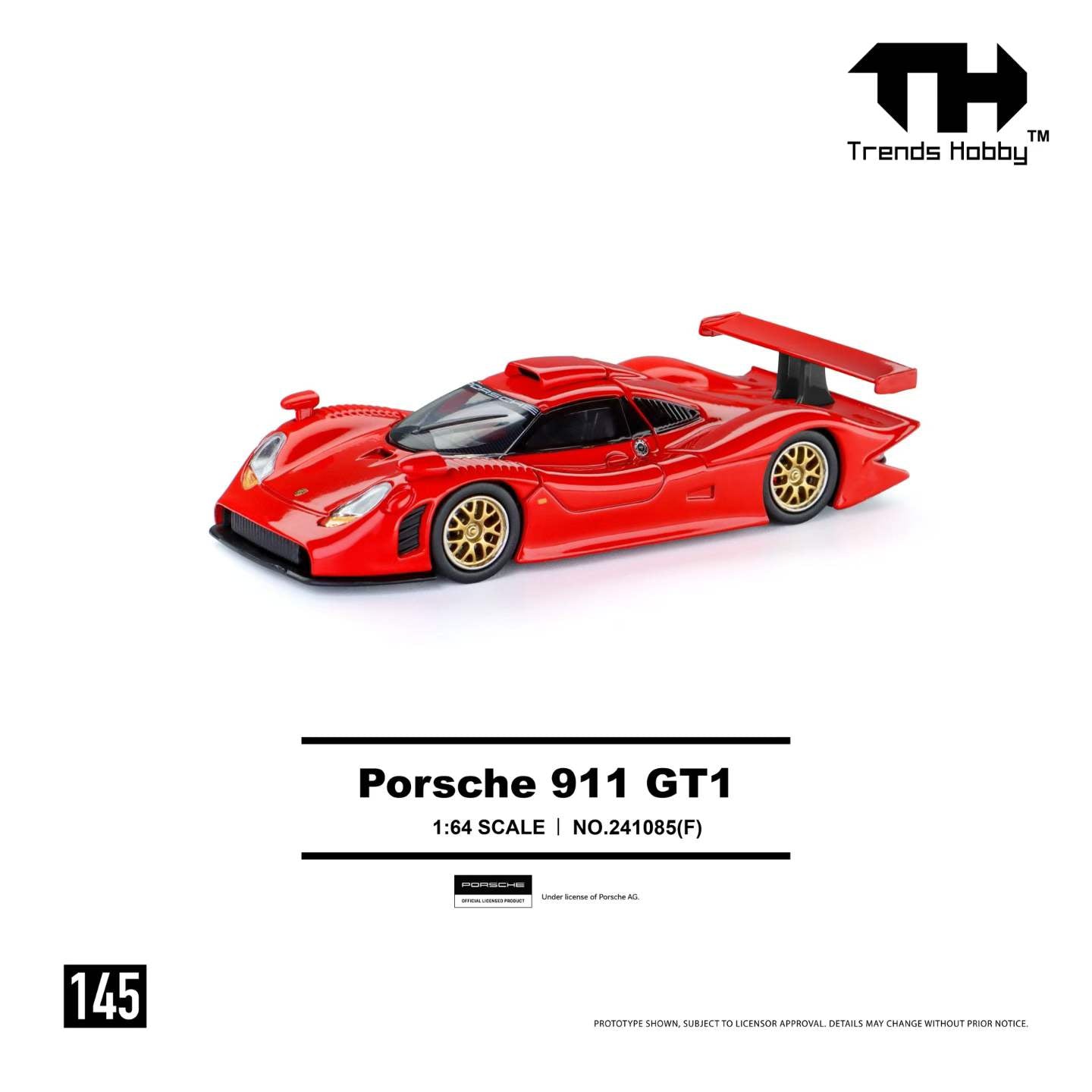 (Preorder) Trends Hobby 1:64 Porsche 911 GT1 (Red) 241085(F)