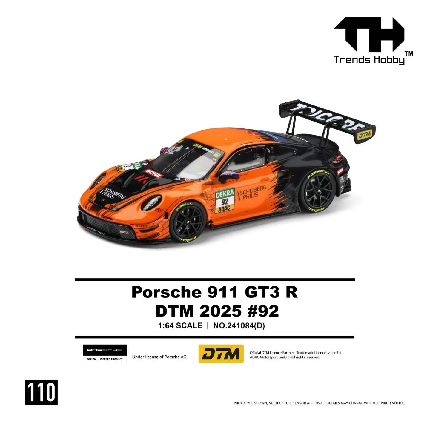 (Preorder) Trends Hobby 1:64 Porsche 911 GT3 R DTM 2025 #92 241084(D)