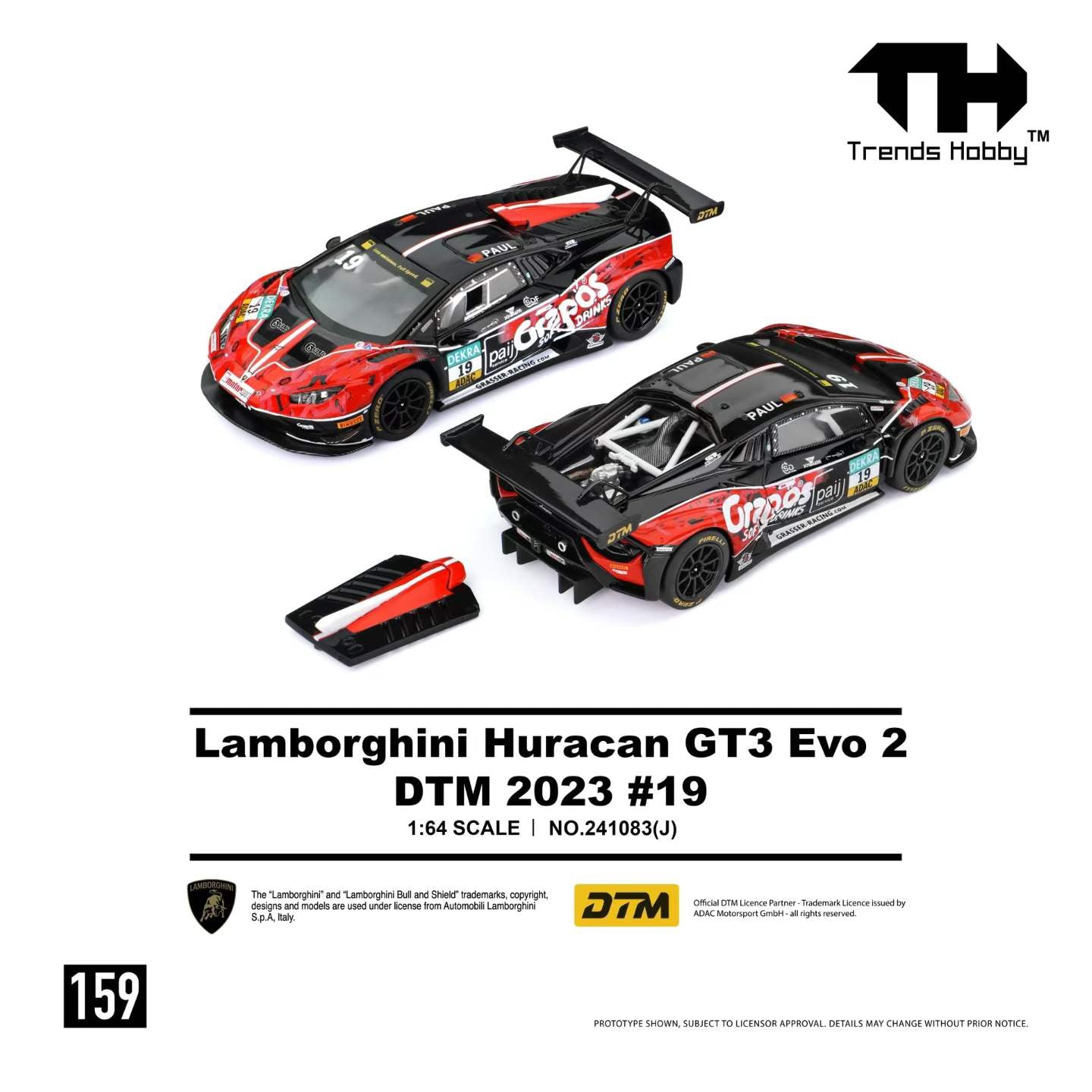 (Preorder) Trends Hobby 1:64 Lamborghini Huracan GT3 Evo 2 DTM 2023 #19 241083(J)