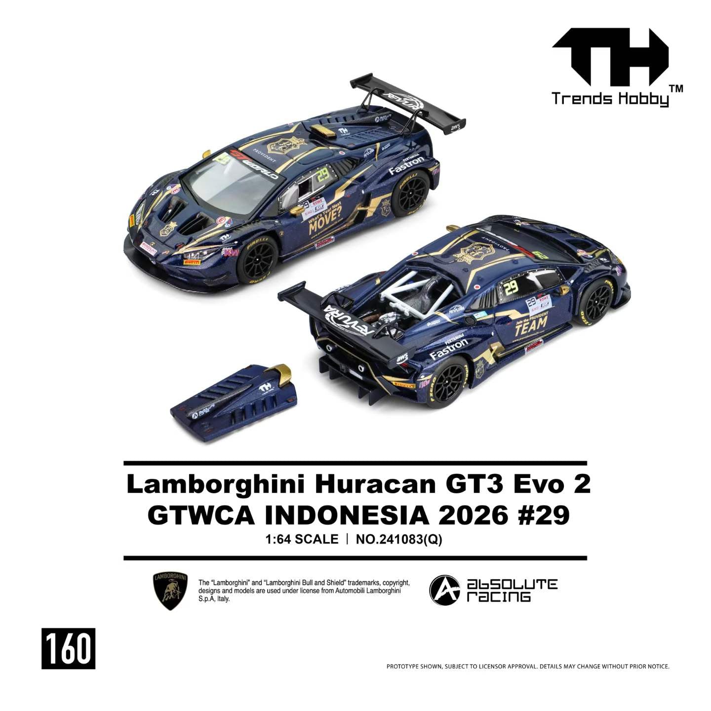 (Preorder) Trends Hobby 1:64 Lamborghini Huracan GT3 Evo 2 GTWCA INDONESIA 2026 #29 241083(Q)