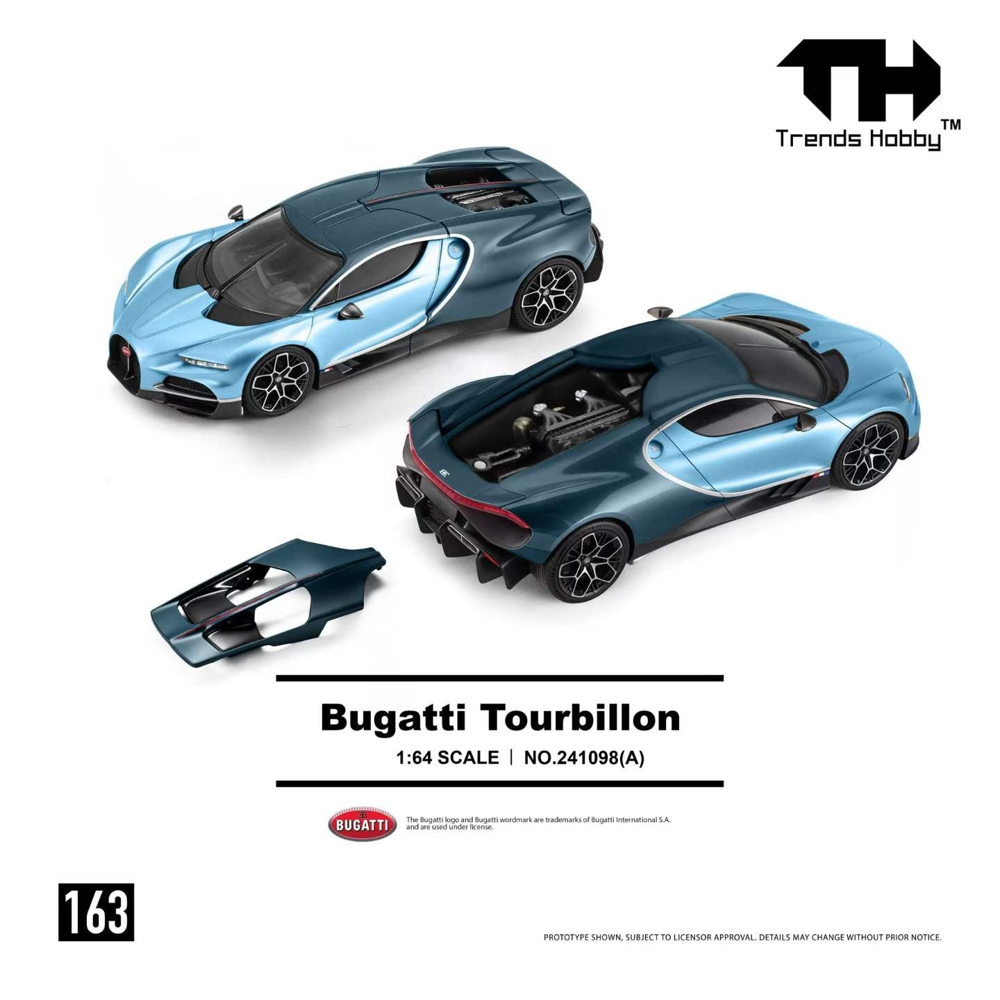 (Preorder) Trends Hobby 1:64  Bugatti Tourbillon Two-Tone(Blue/Champagne) 241098(A)/(B)
