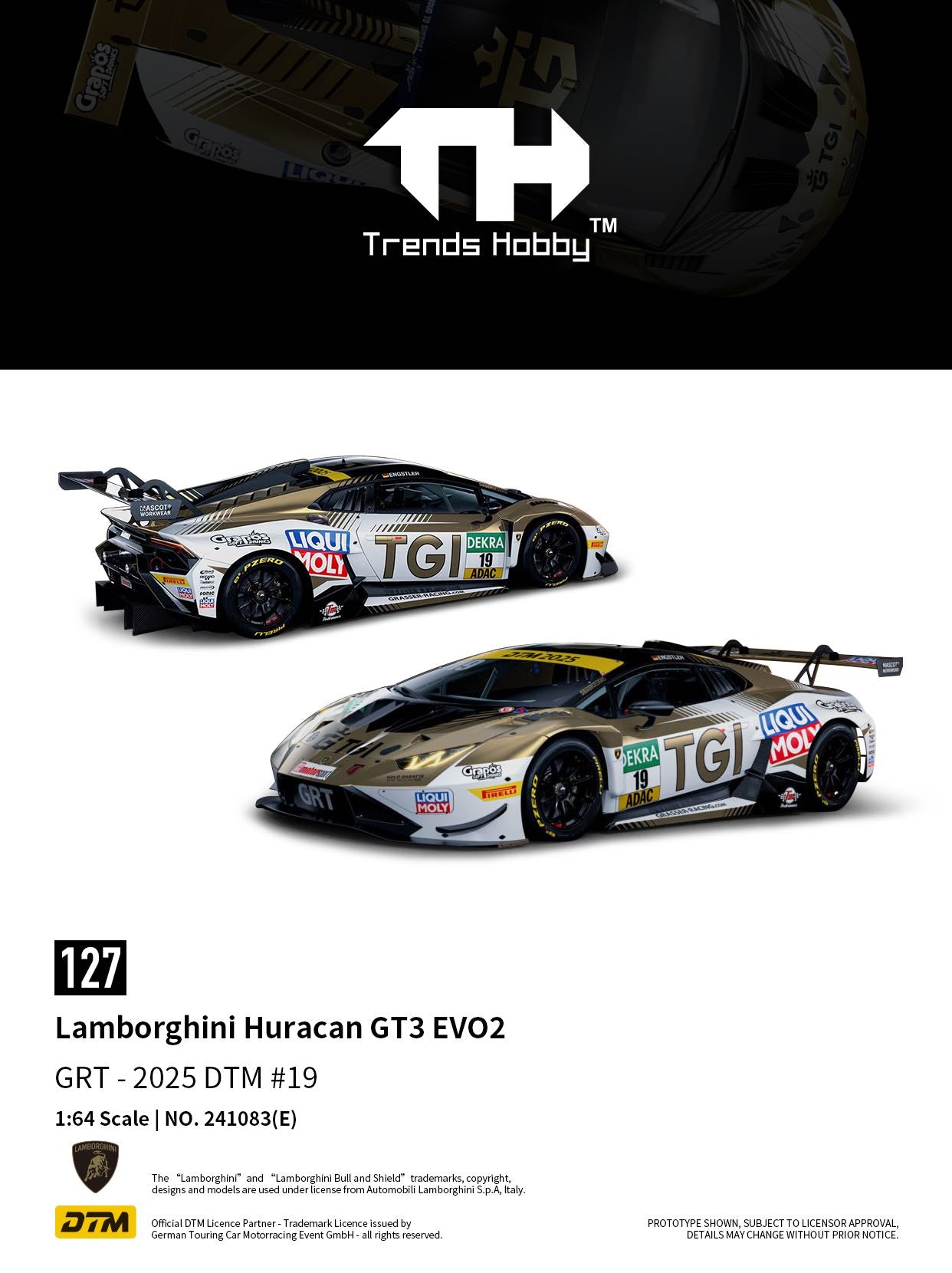 (Preorder) Trends Hobby 1/64 Lamborghini Huracán GT3 EVO2 DTM 2025 C / 241083 (E) No. 19