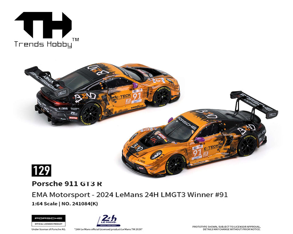 【予約商品】 Trends Hobby 1/64 ポルシェ 911 GT3 R EMAモータースポーツ-2024 ル・マン24時間 LMGT3 優勝車 #91