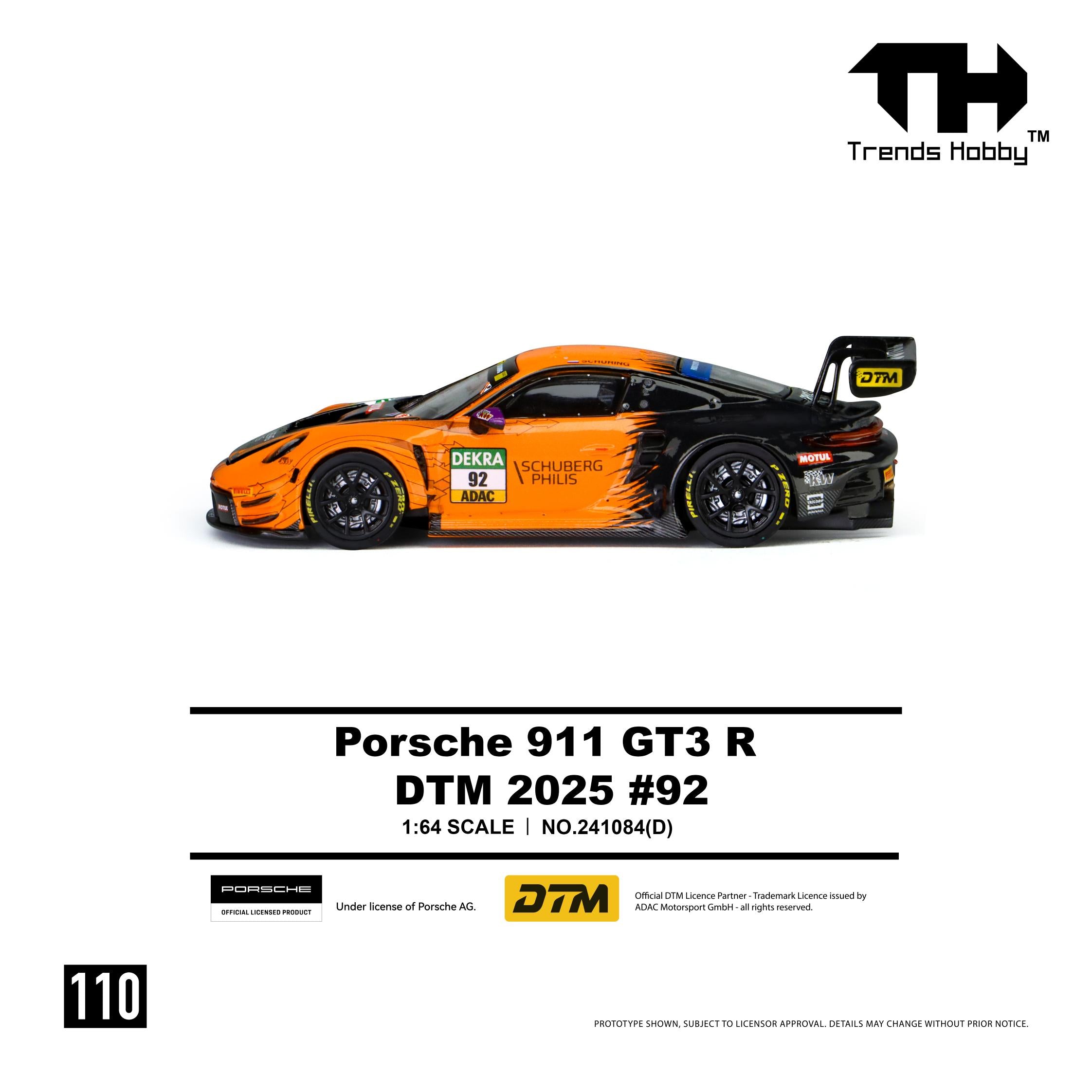 (Preorder) Trends Hobby 1:64 Porsche 911 GT3 R DTM 2025 #92 241084(D)