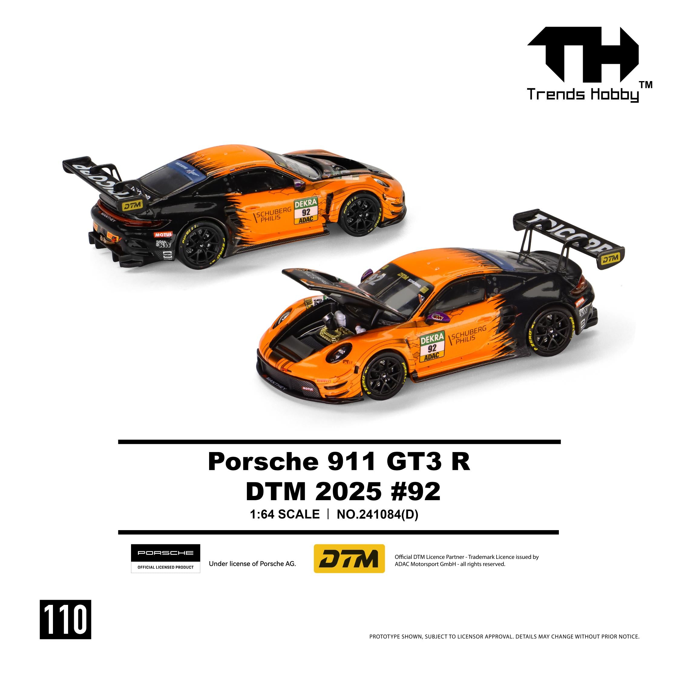 (Preorder) Trends Hobby 1:64 Porsche 911 GT3 R DTM 2025 #92 241084(D)