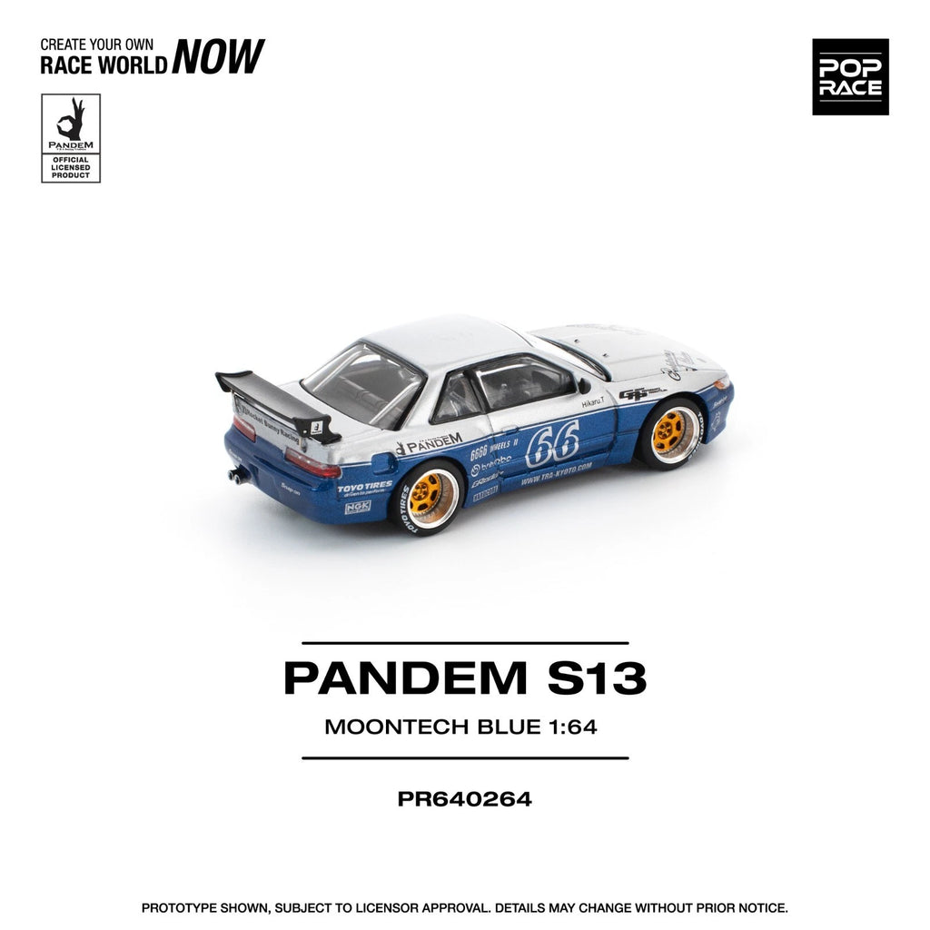 Pop Race 1/64 Pandem Nissan Silvia S13 Moontech Blue