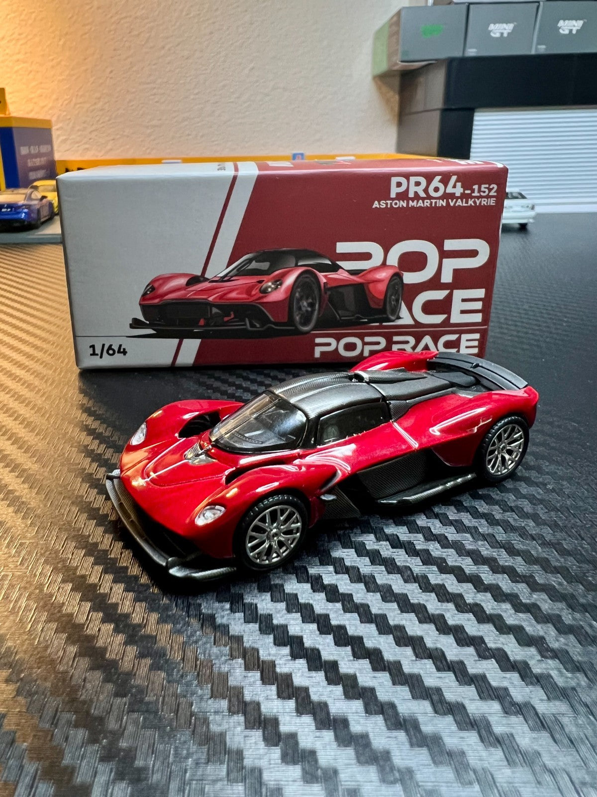 POP RACE 1/64 Aston Martin Valkyrie Supernova Red PR64-152 Diecast In Stock