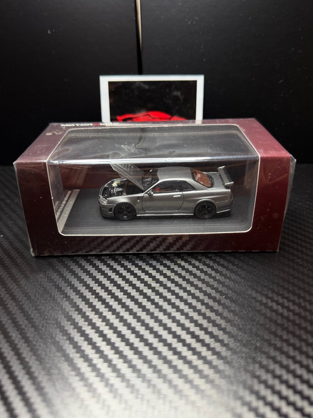 Motorhelix 1/64 Nissan GT-R R34 Club Race Spec Gun Metal Diecast US Seller