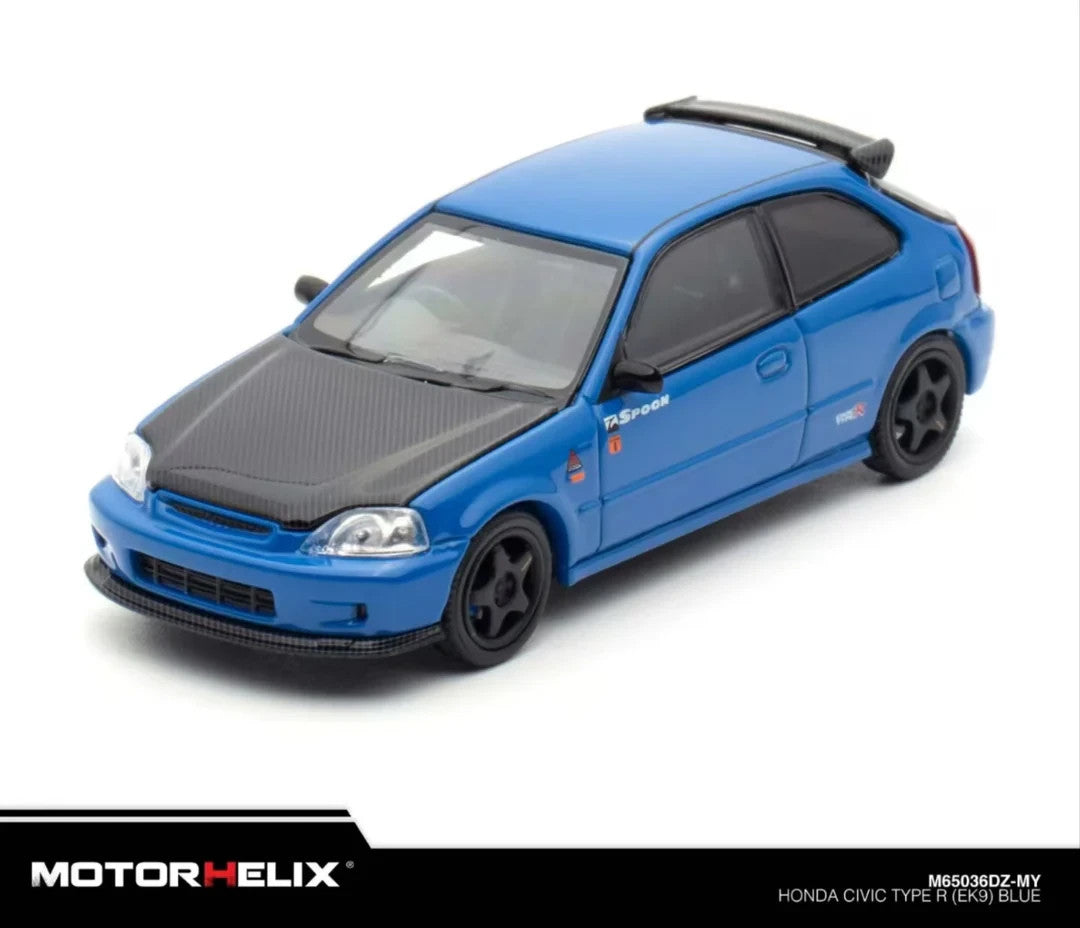Motorhelix 1/64 Honda Civic EK9 Blue Spoon Malaysia TMCS Exclusive US Seller