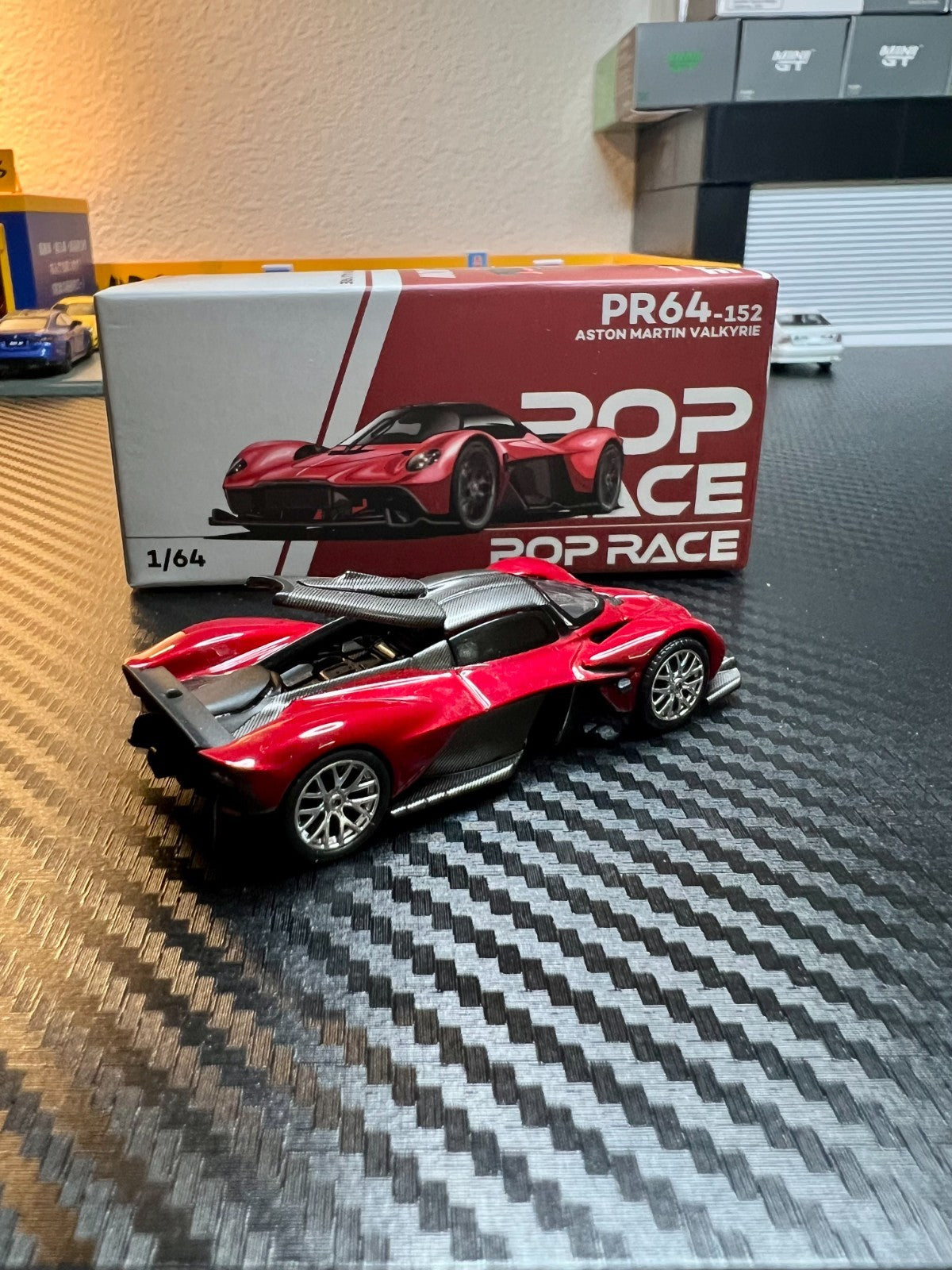 POP RACE 1/64 Aston Martin Valkyrie Supernova Red PR64-152 Diecast In Stock