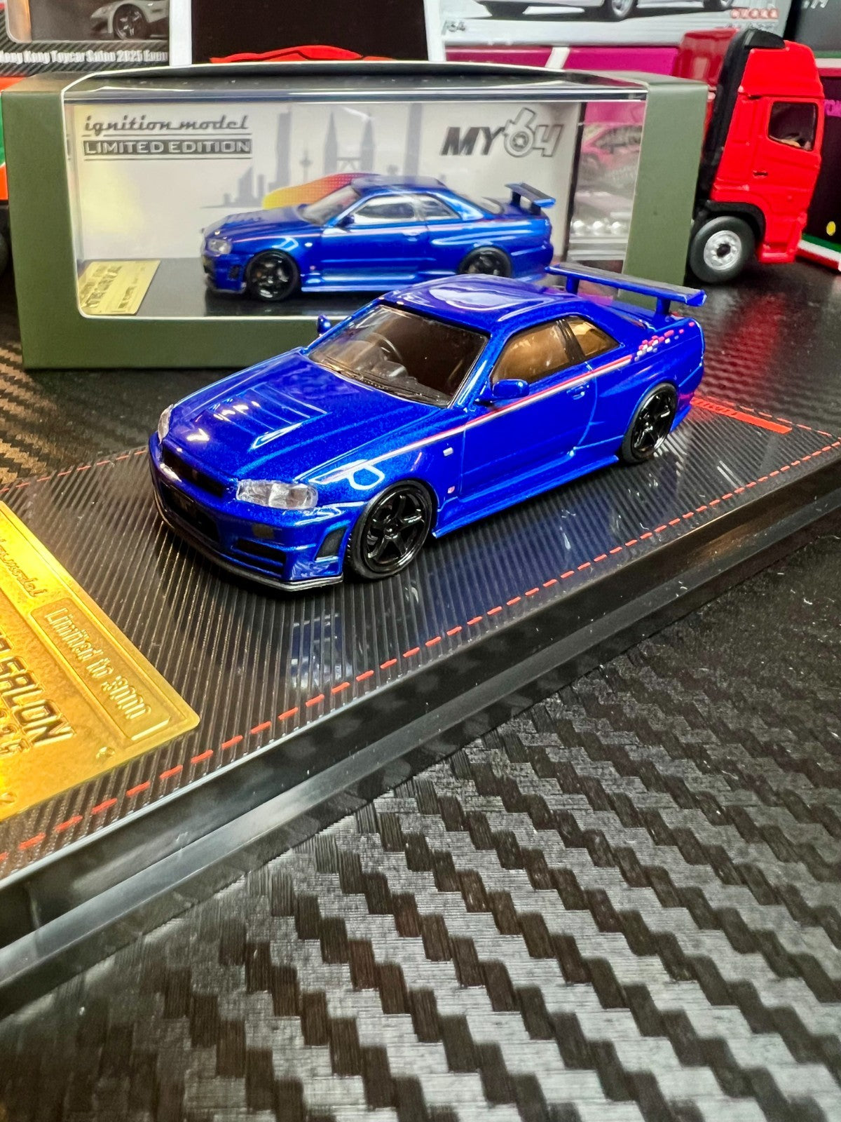 Ignition Model 1/64 Nissan GT-R R34 Bayside Blue Tokyo Auto Salon IG3838 Diecast