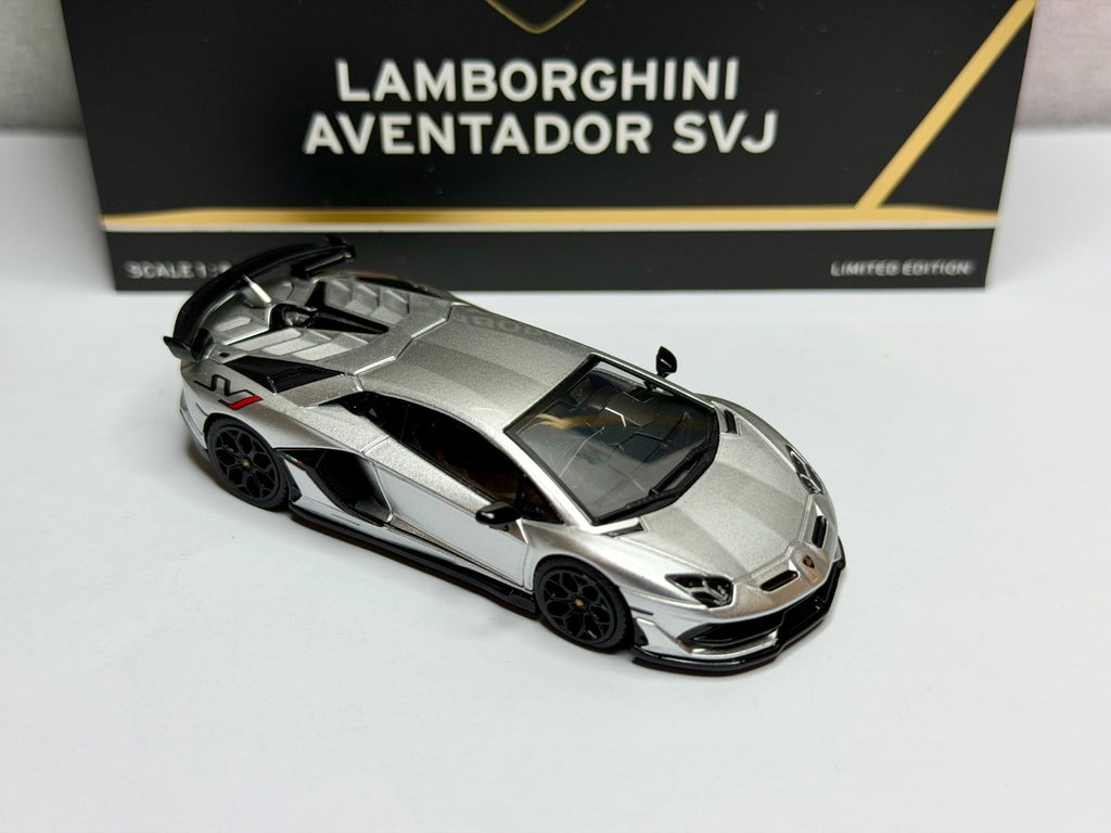 Hung Hing 1/64 Aventador SVJ Metallic Silver Diecast Model