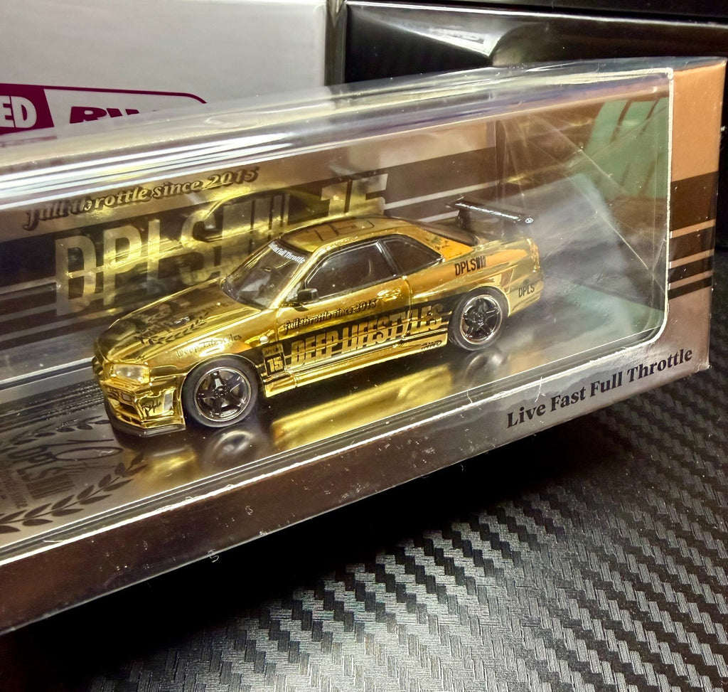 Inno64 x DPLS 1/64 Nissan GT-R R34 Gold Chrome 10th anniversary US Seller