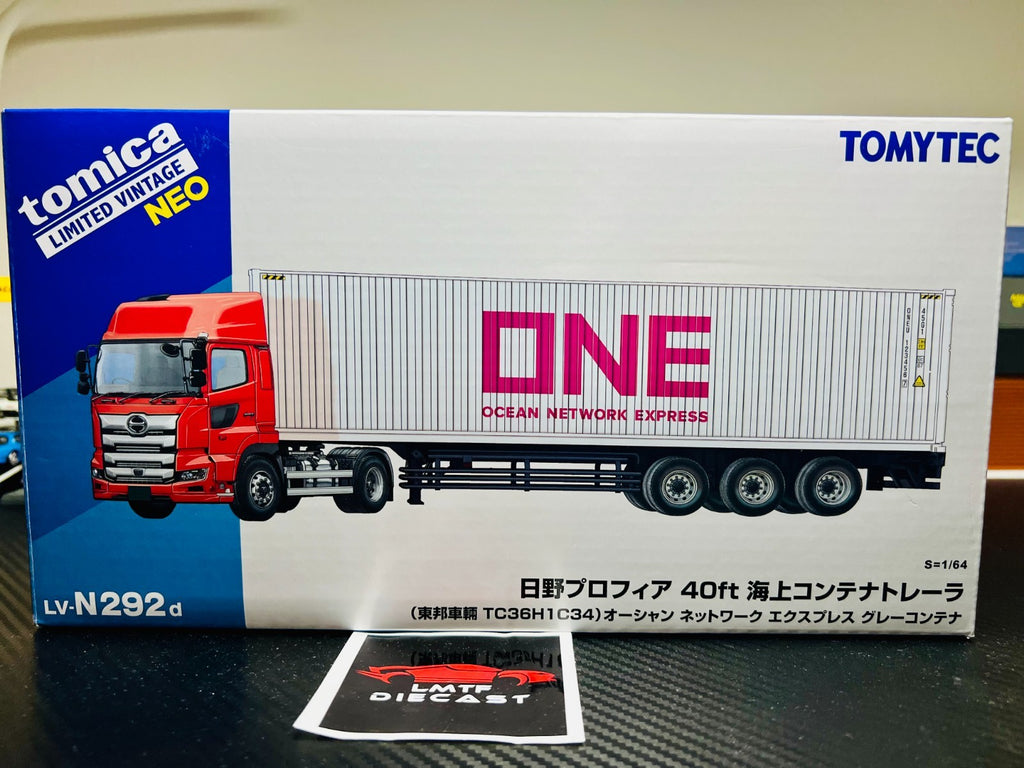 Tomica Limited Vintage Hino Profia Red + ONE 40ft Container Trailer US Seller