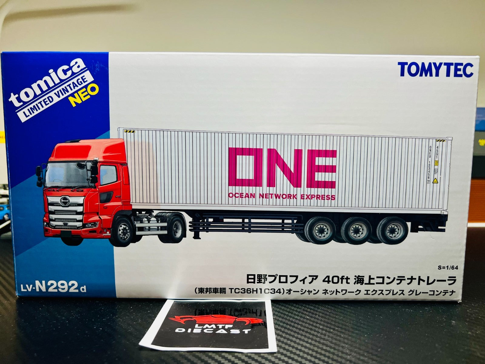 Tomica Limited Vintage Hino Profia Red + ONE 40ft Container Trailer US Seller