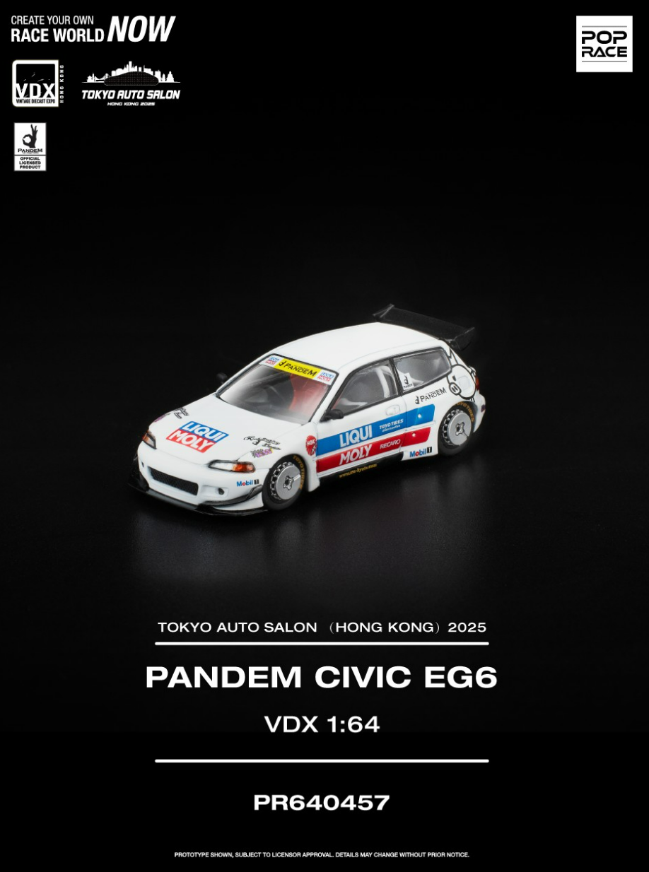 Pop Race 1/64 Honda Civic EG6 Pandem White Tokyo Auto Salon 2025 Hong Kong