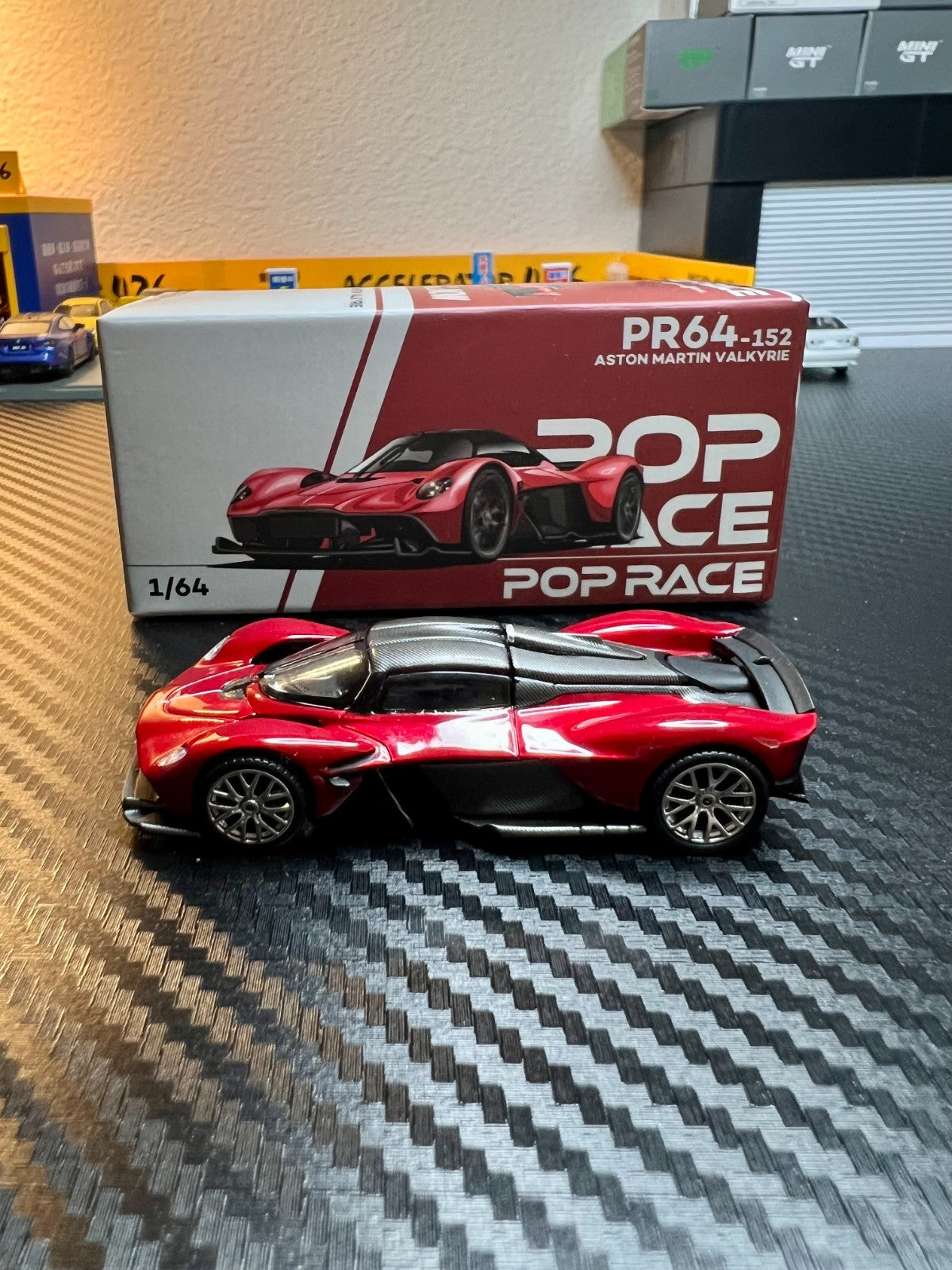 POP RACE 1/64 Aston Martin Valkyrie Supernova Red PR64-152 Diecast In Stock