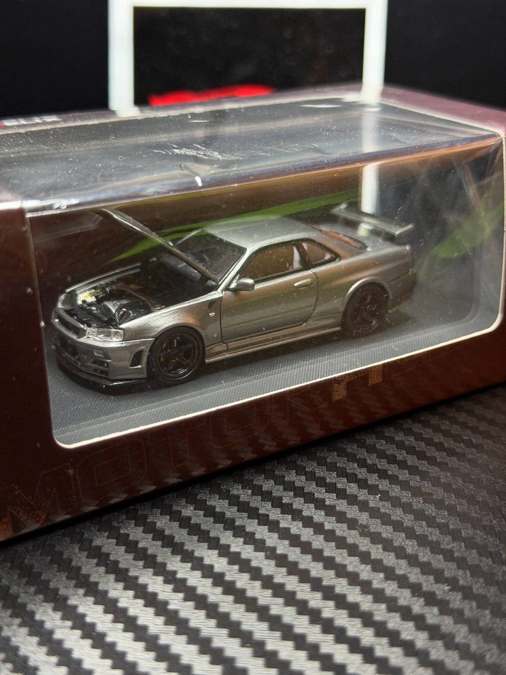 Motorhelix 1/64 Nissan GT-R R34 Club Race Spec Gun Metal Diecast US Seller
