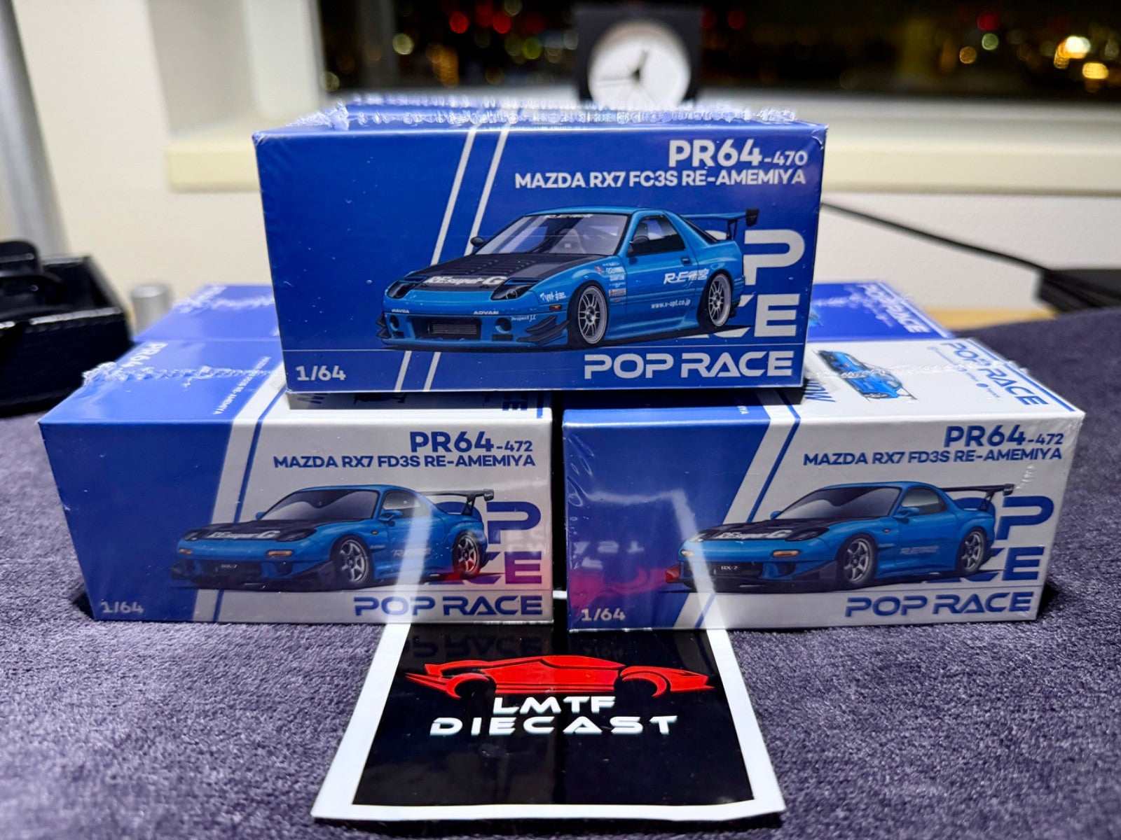Pop Race 1/64 Mazda Re Amemiya RX-7 FC Blue Tokyo Auto Saloon 2026 U.S Seller