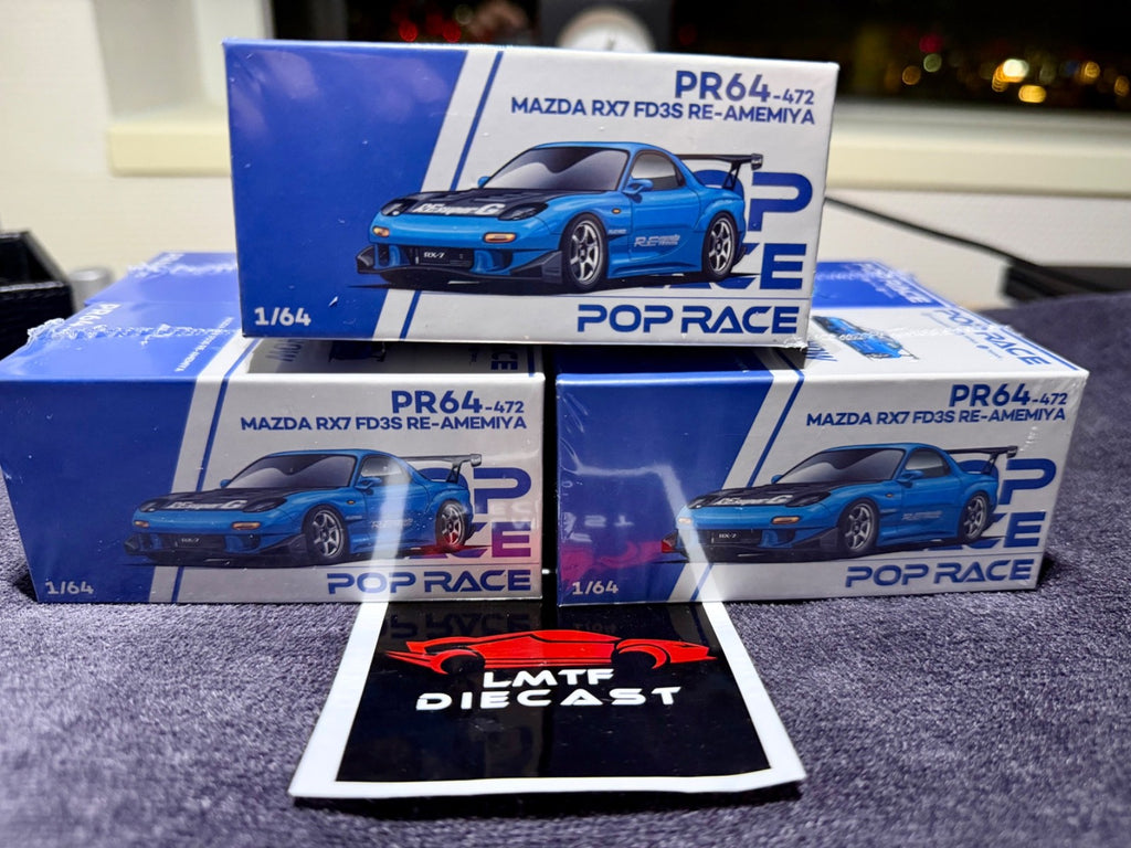 Pop Race 1/64 Mazda Re Amemiya RX-7 FD Blue Tokyo Auto Saloon 2026 U.S Seller