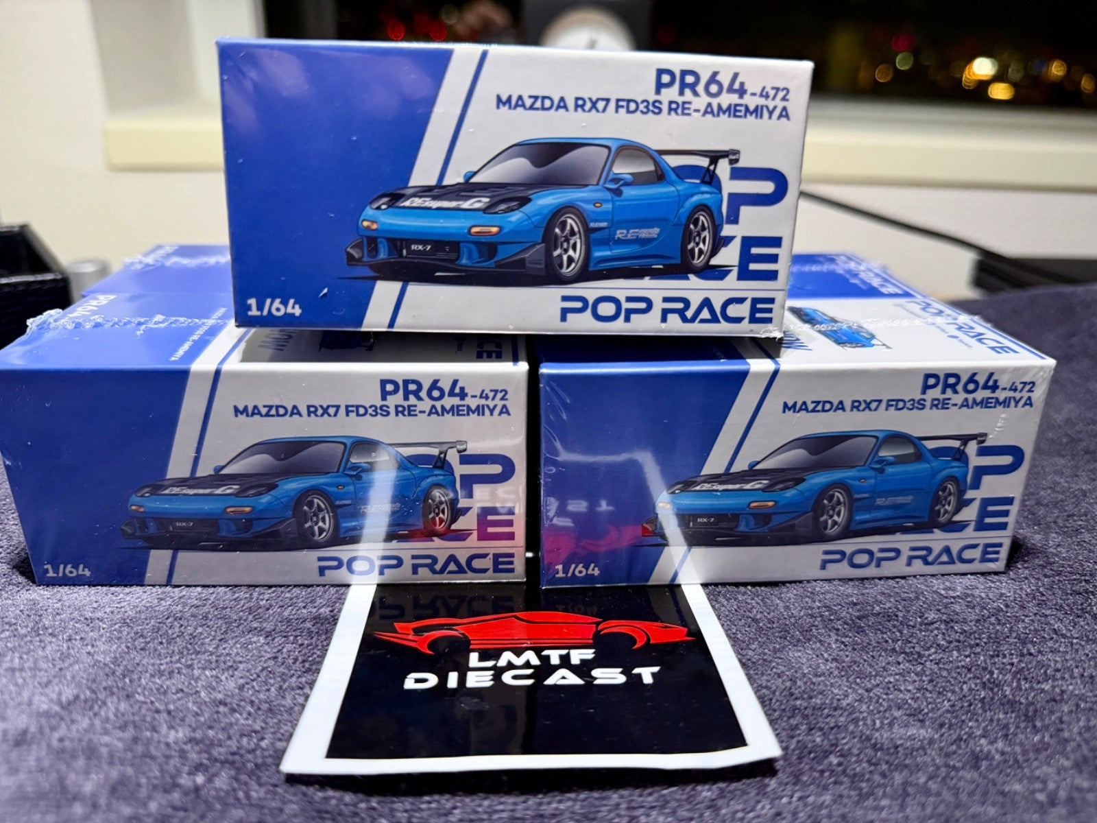 Pop Race 1/64 Mazda Re Amemiya RX-7 FD Blue Tokyo Auto Saloon 2026 U.S Seller