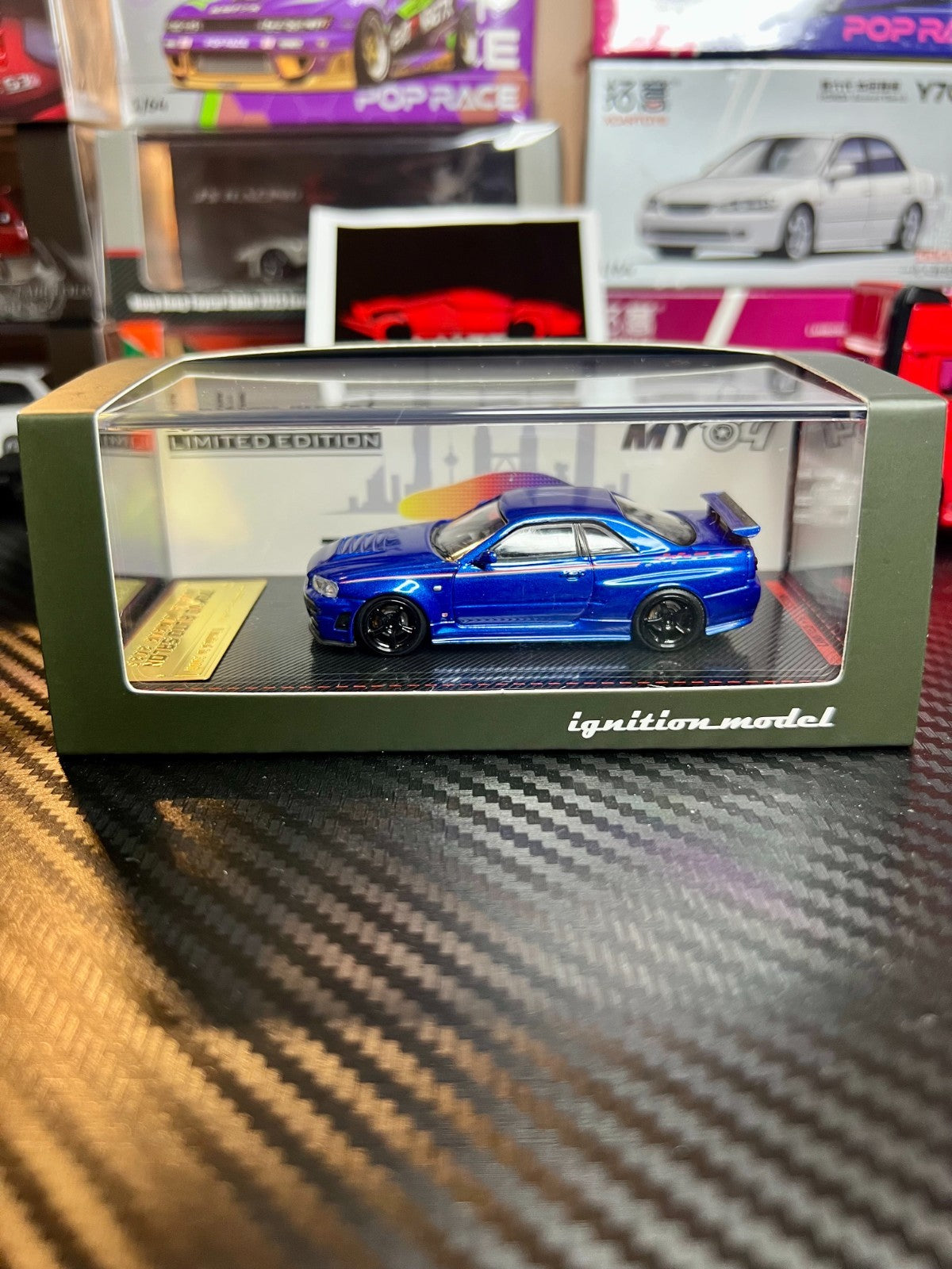 Ignition Model 1/64 Nissan GT-R R34 Bayside Blue Tokyo Auto Salon IG3838 Diecast