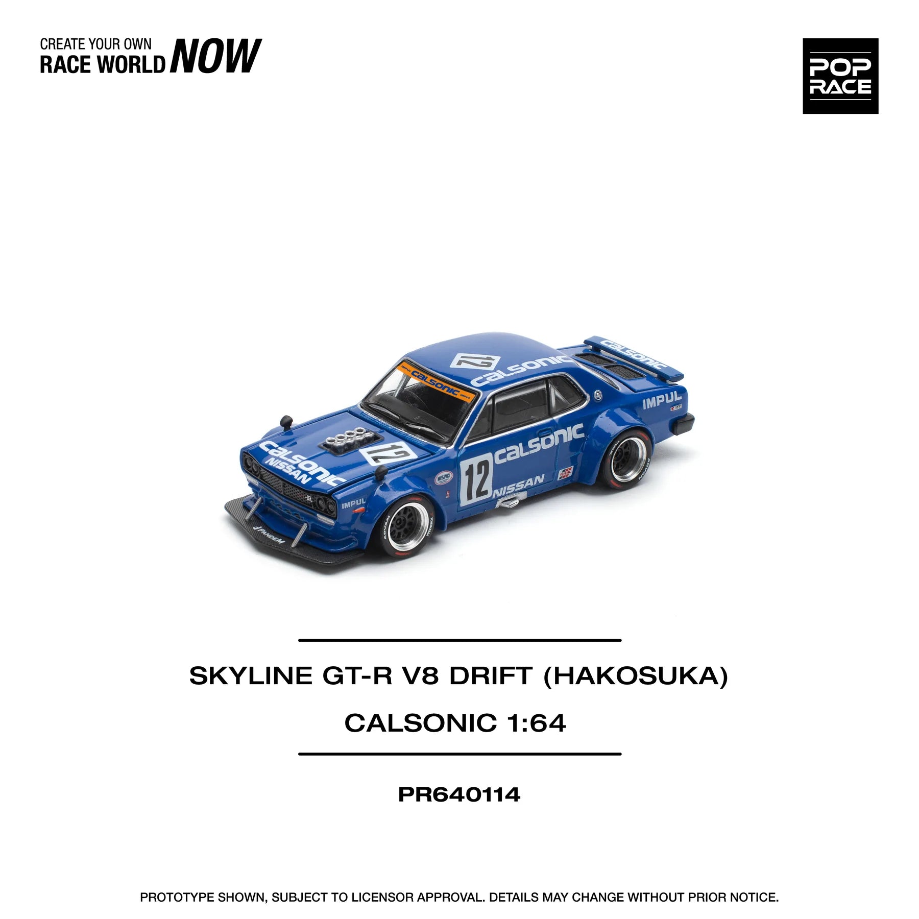Pop Race 1/64 Skyline GT-R V8 Drift (Hakosuka) Calsonic