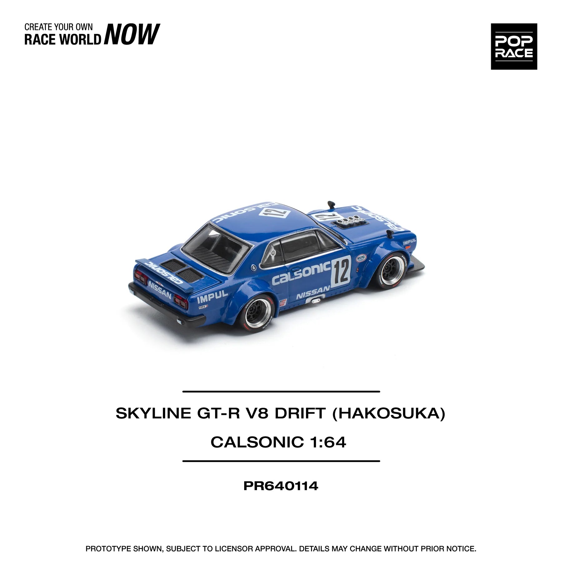 Pop Race 1/64 Skyline GT-R V8 Drift (Hakosuka) Calsonic