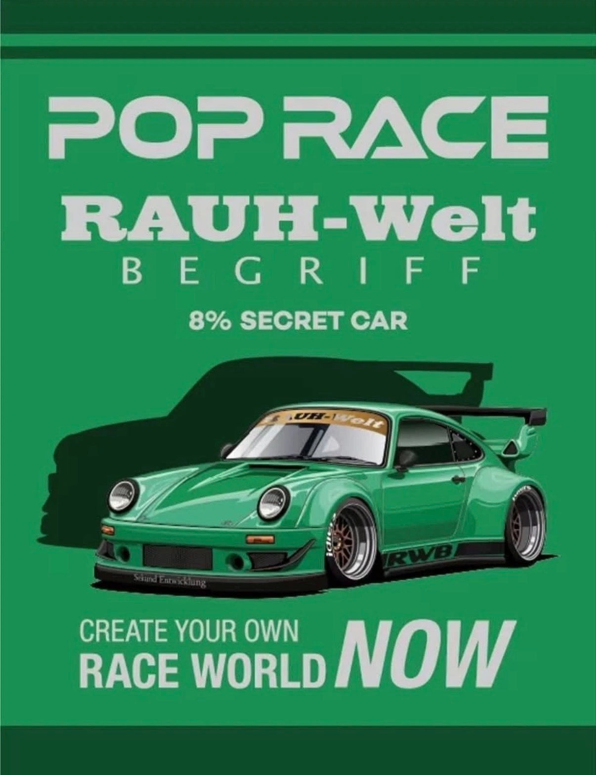Pop Race 1/64 RWB 930 Green HEC 2026 Event Exclusive