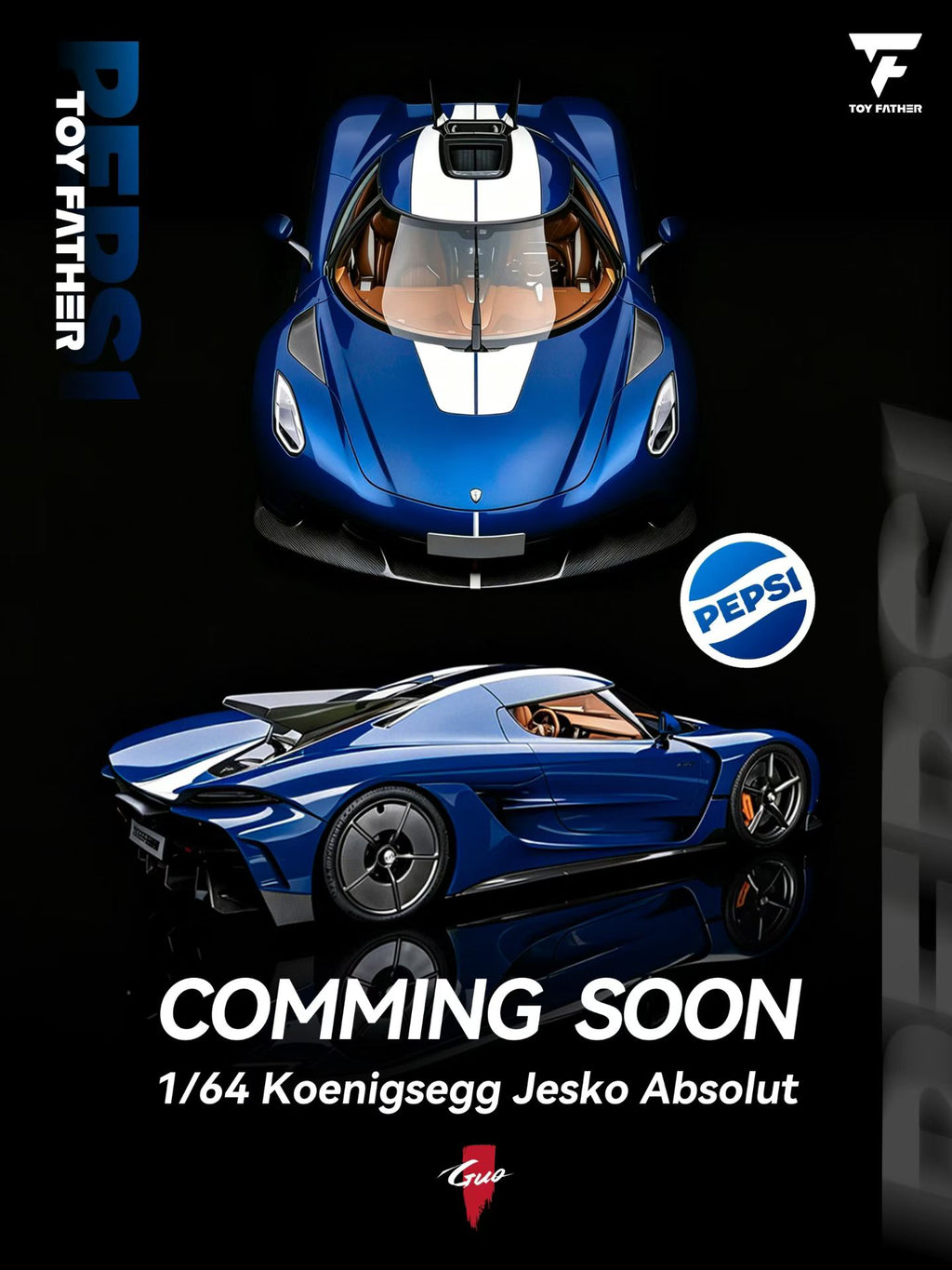 (Preorder) *Limit 1* GUO Model X Toy Father 1:64 Koenigsegg Jesko Absolut Pepsi