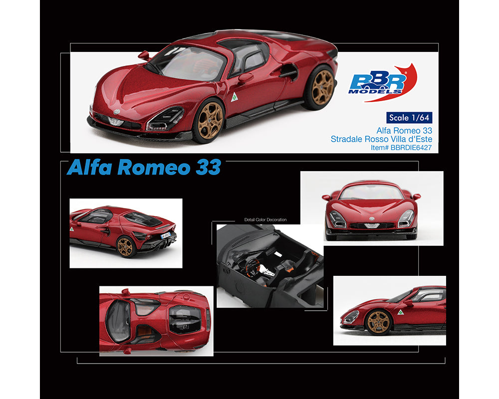 (Preorder) BBR Models 1:64 Alfa Romeo 33 Stradale Rosso Villa d’Este