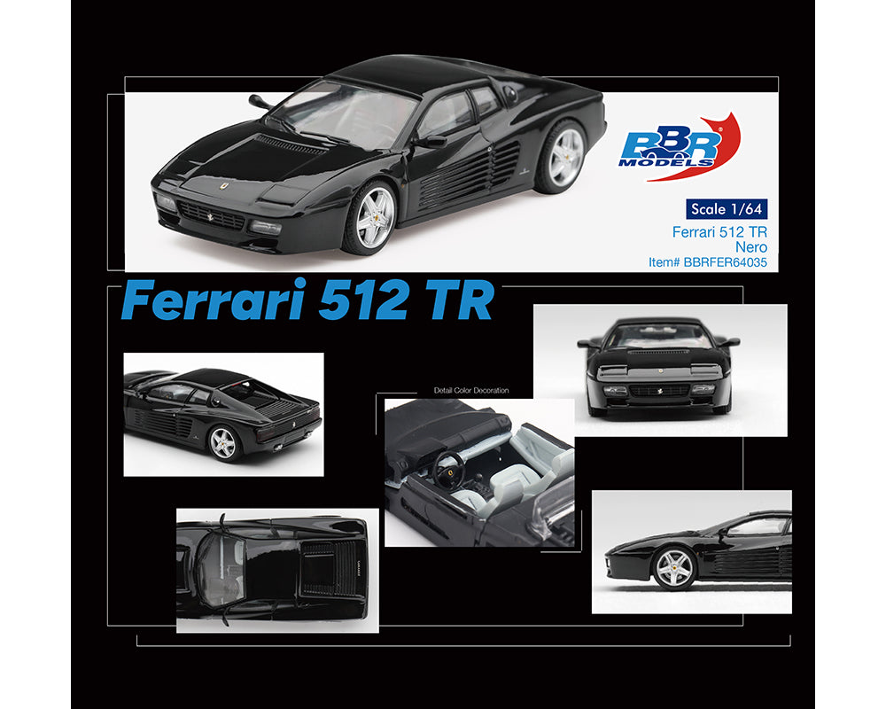 (Preorder) BBR 1:64 Ferrari 512 TR – Nero