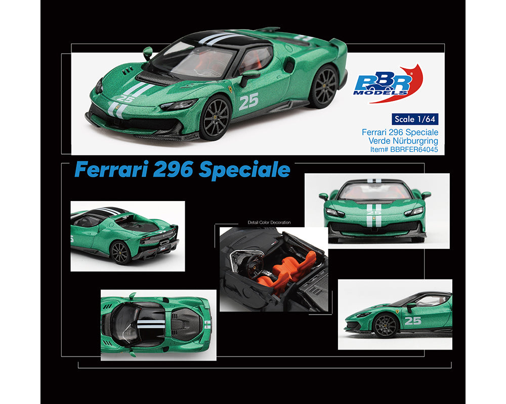 (Preorder) BBR Models 1:64 Ferrari 296 Speciale Verde Nürburgring