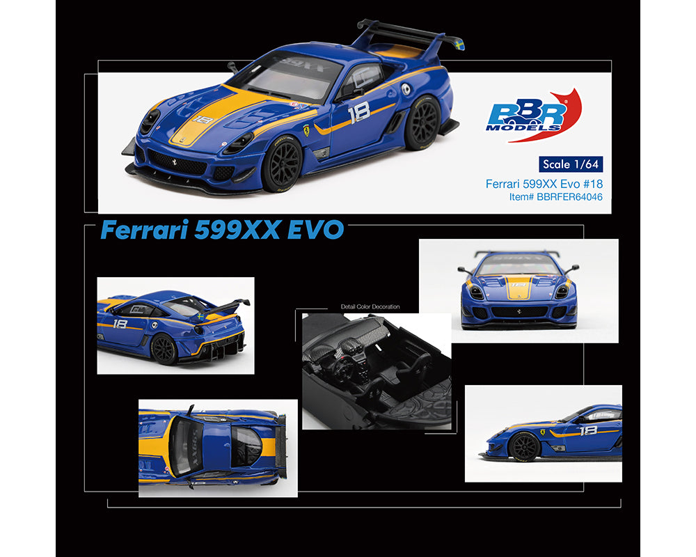 (Preorder) BBR Models 1:64 Ferrari 599XX EVO #18 Blue