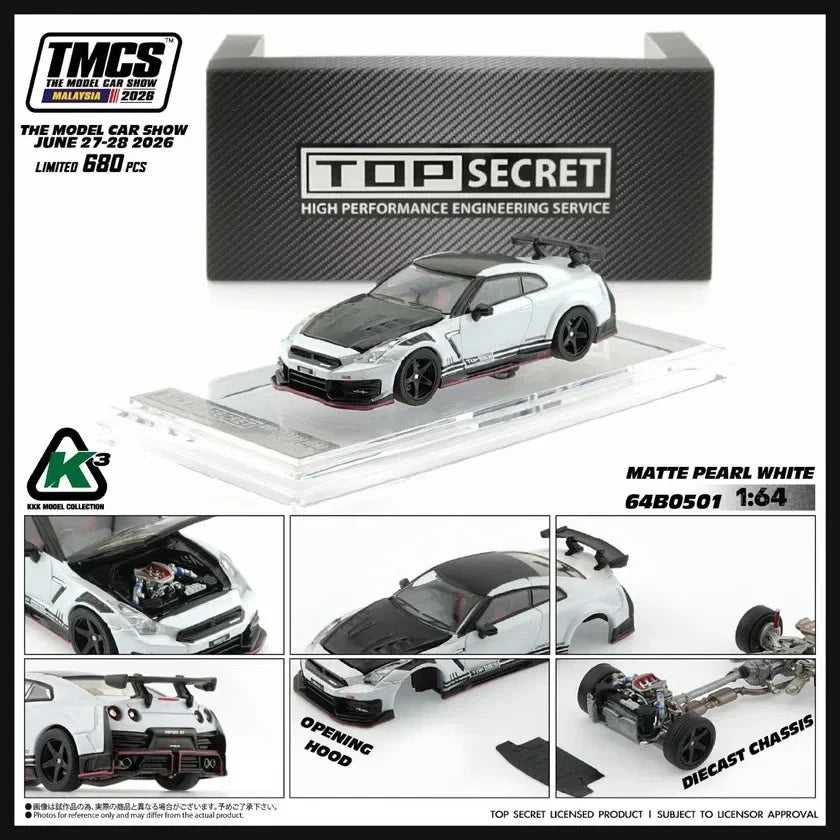 BM Creations 1:64 TOP SECRET R35 Matte Pearl White 64B0501 TMCS Malaysia 2026