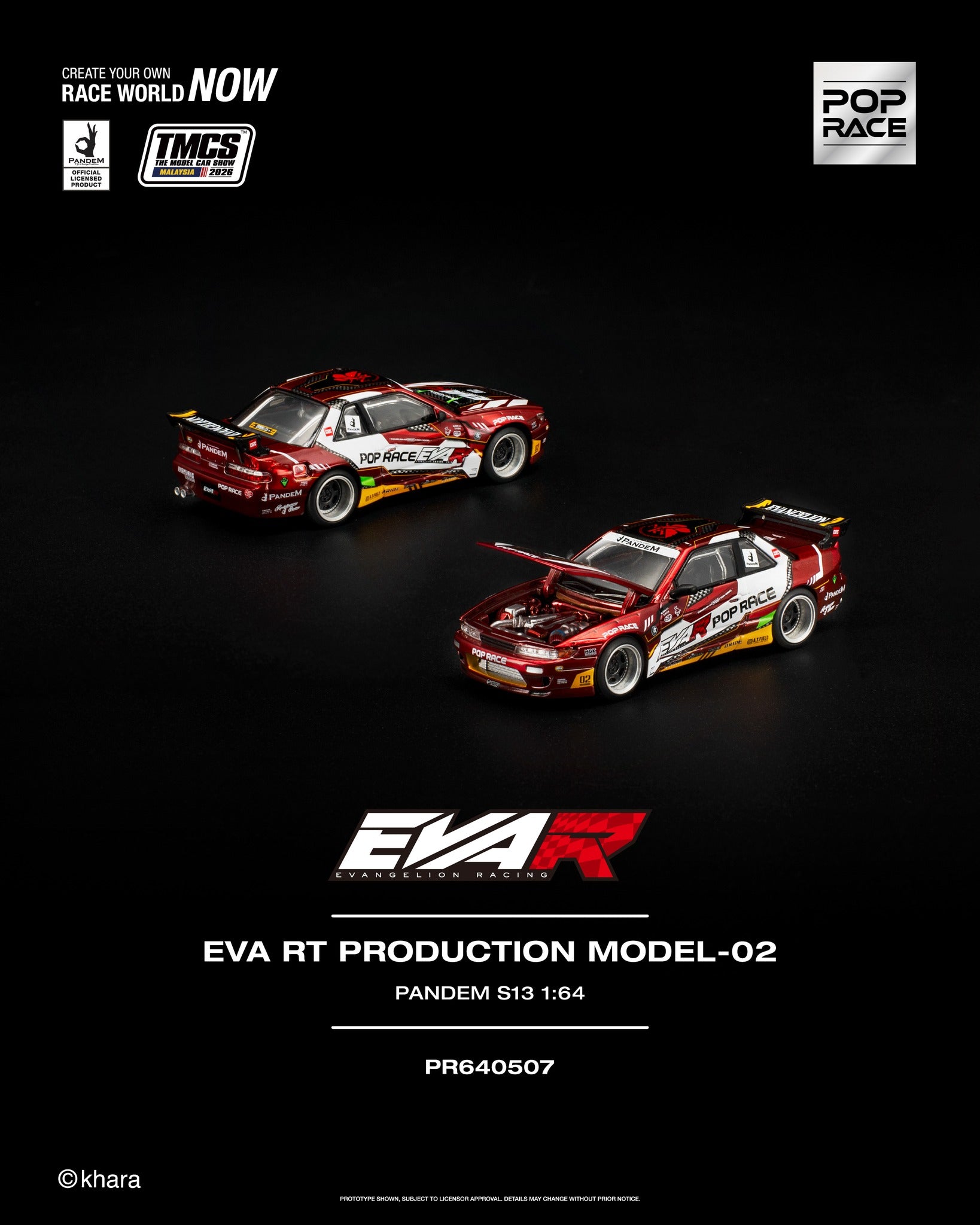 Pop Race 1:64 EVA RT Production Model-02 PANDEM S13 TMCS Malaysia 2026