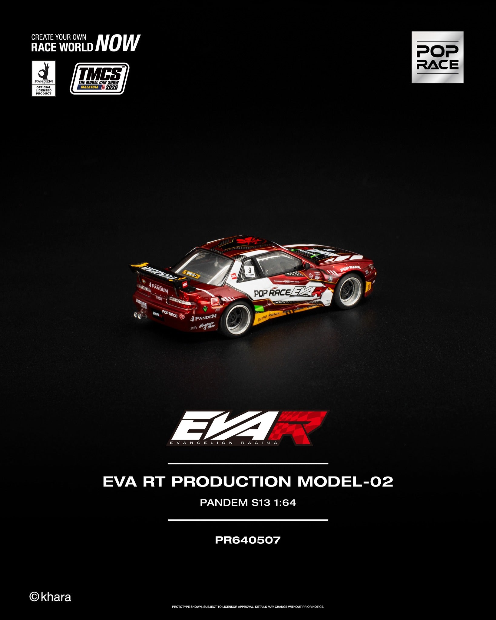 Pop Race 1:64 EVA RT Production Model-02 PANDEM S13 TMCS Malaysia 2026