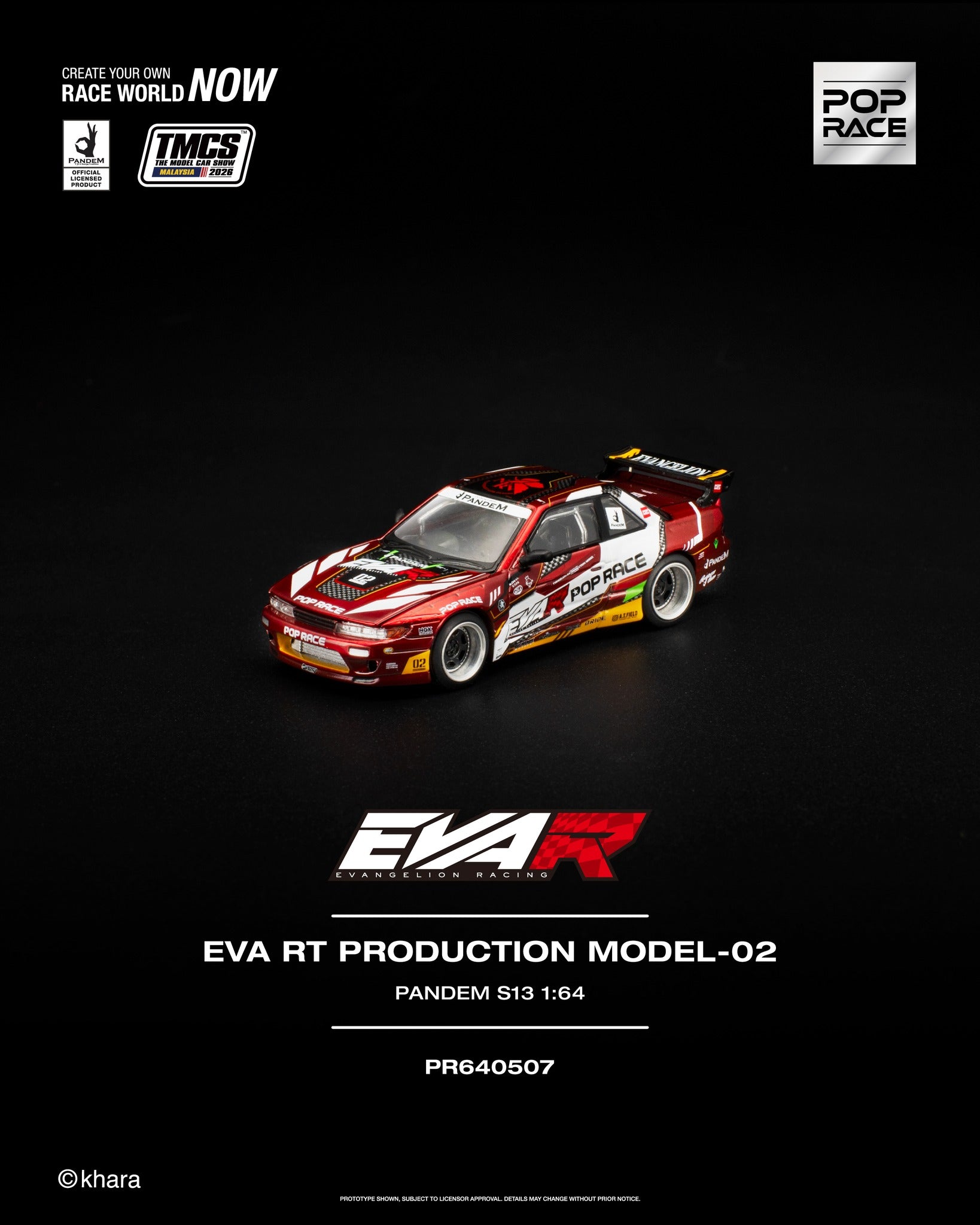 Pop Race 1:64 EVA RT Production Model-02 PANDEM S13 TMCS Malaysia 2026