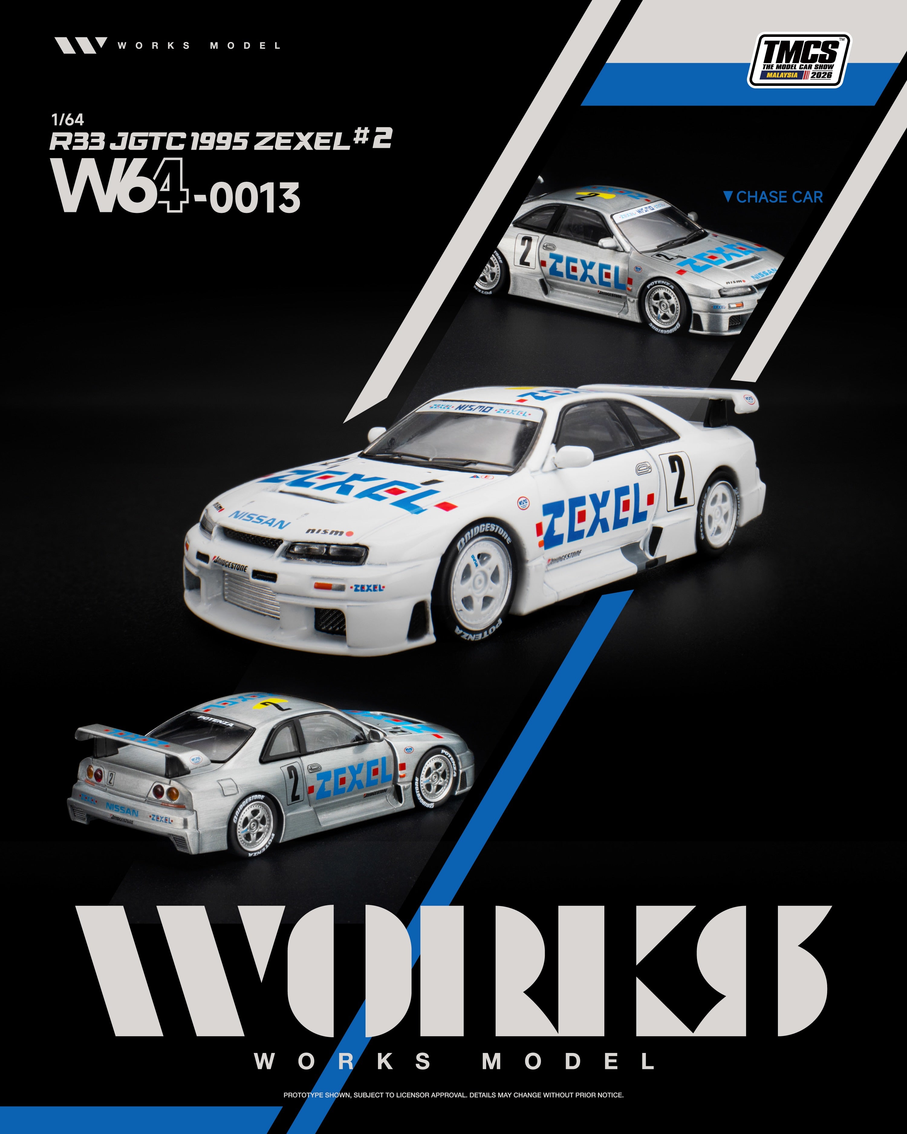 WORKS 1/64 R33 JGTC 1995 ZEXEL #2 W640013 TMCS Malaysia 2026 Special Edition