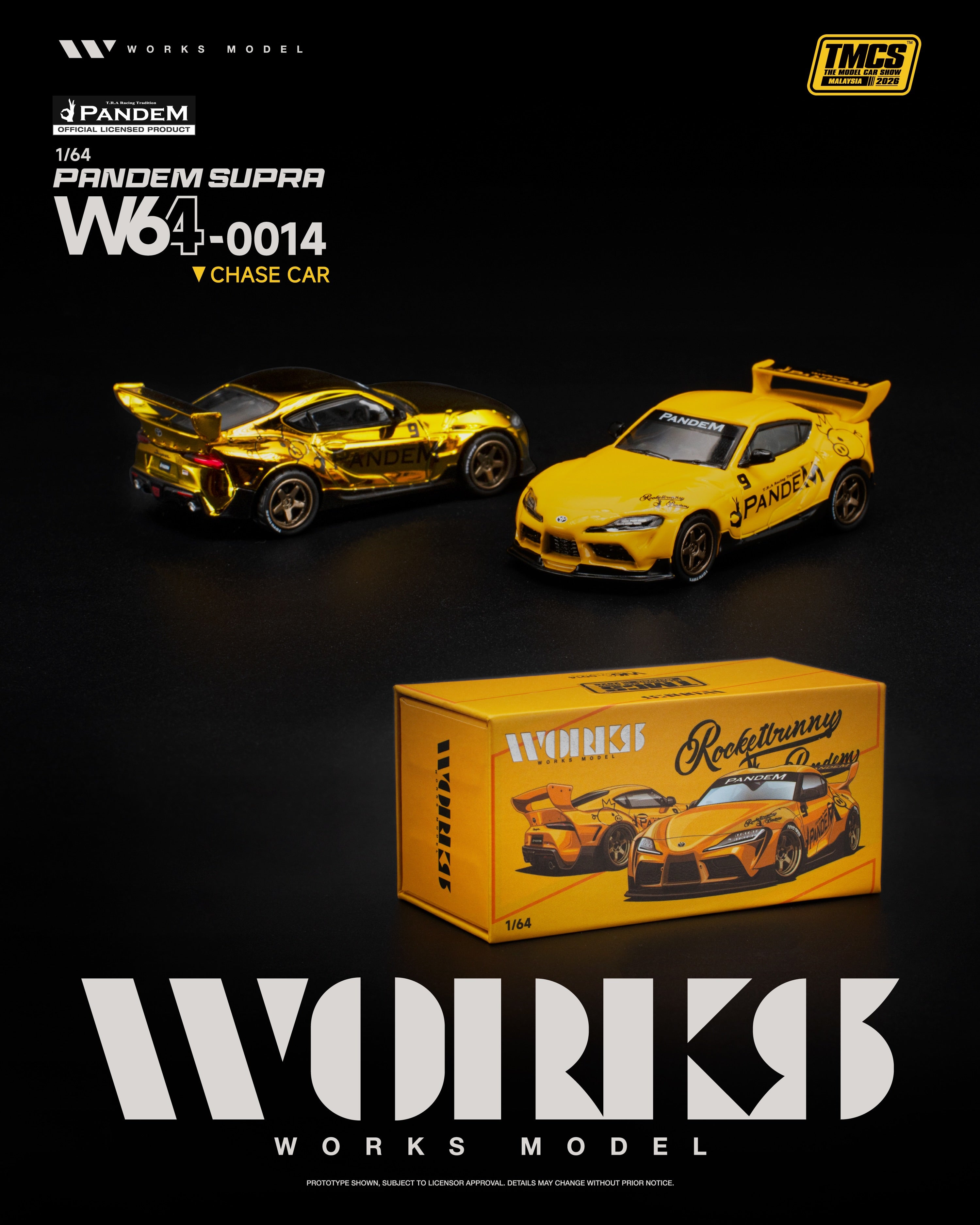WORKS 1/64 PANDEM Supra Yellow TMCS Malaysia 2026 Special Edition