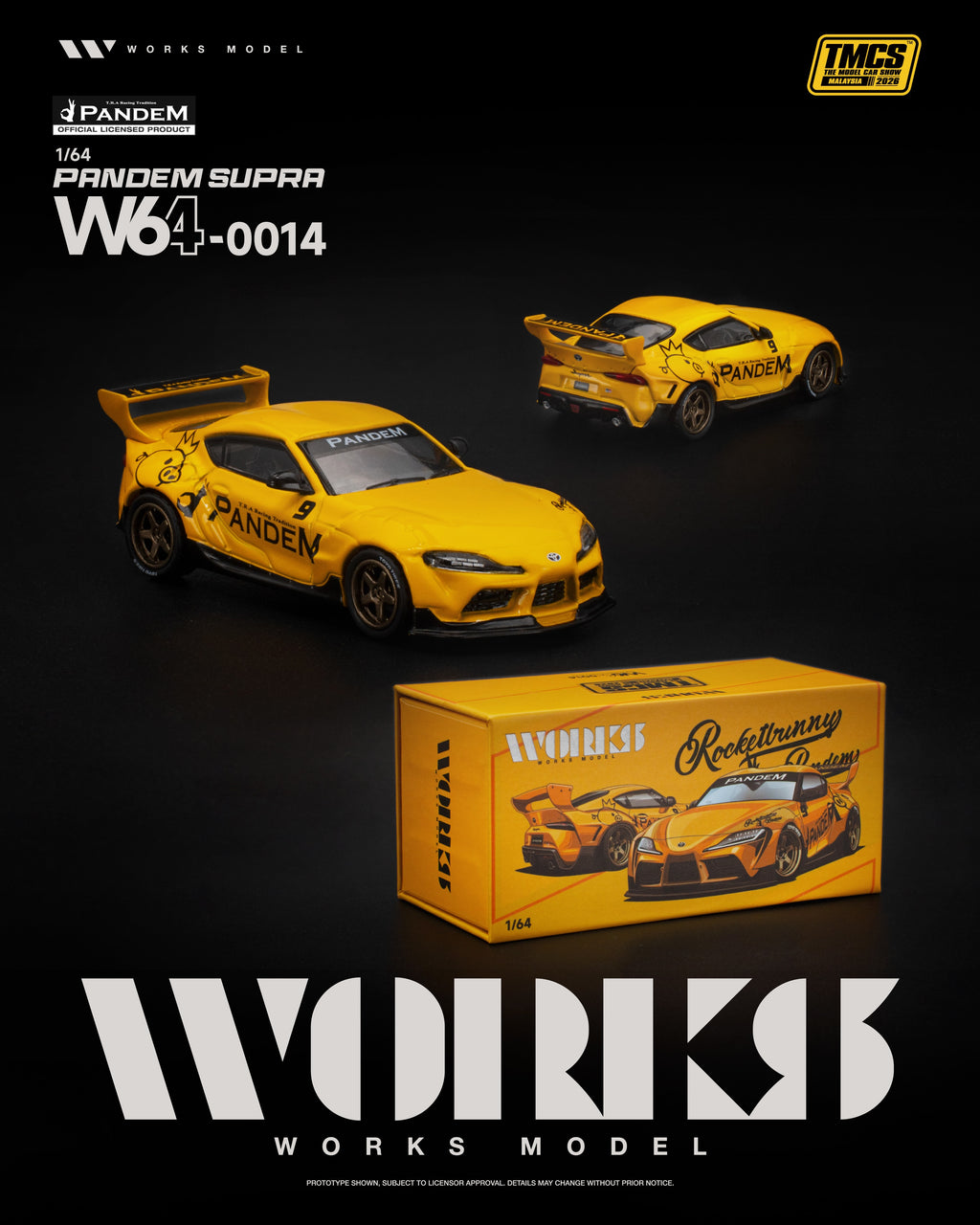 WORKS 1/64 PANDEM Supra Yellow TMCS Malaysia 2026 Special Edition
