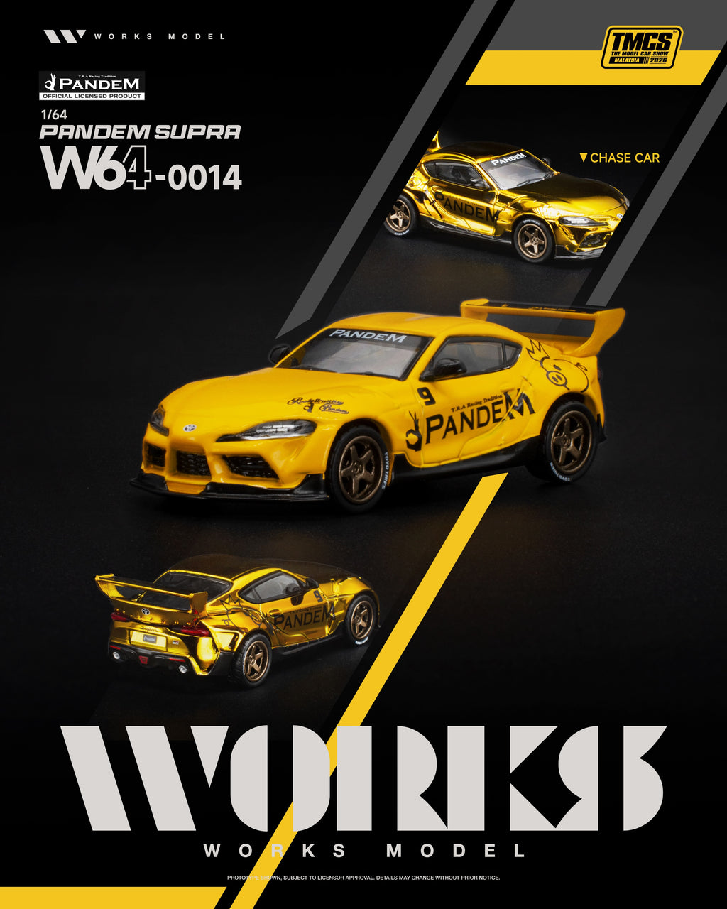 WORKS 1/64 PANDEM Supra Yellow TMCS Malaysia 2026 Special Edition