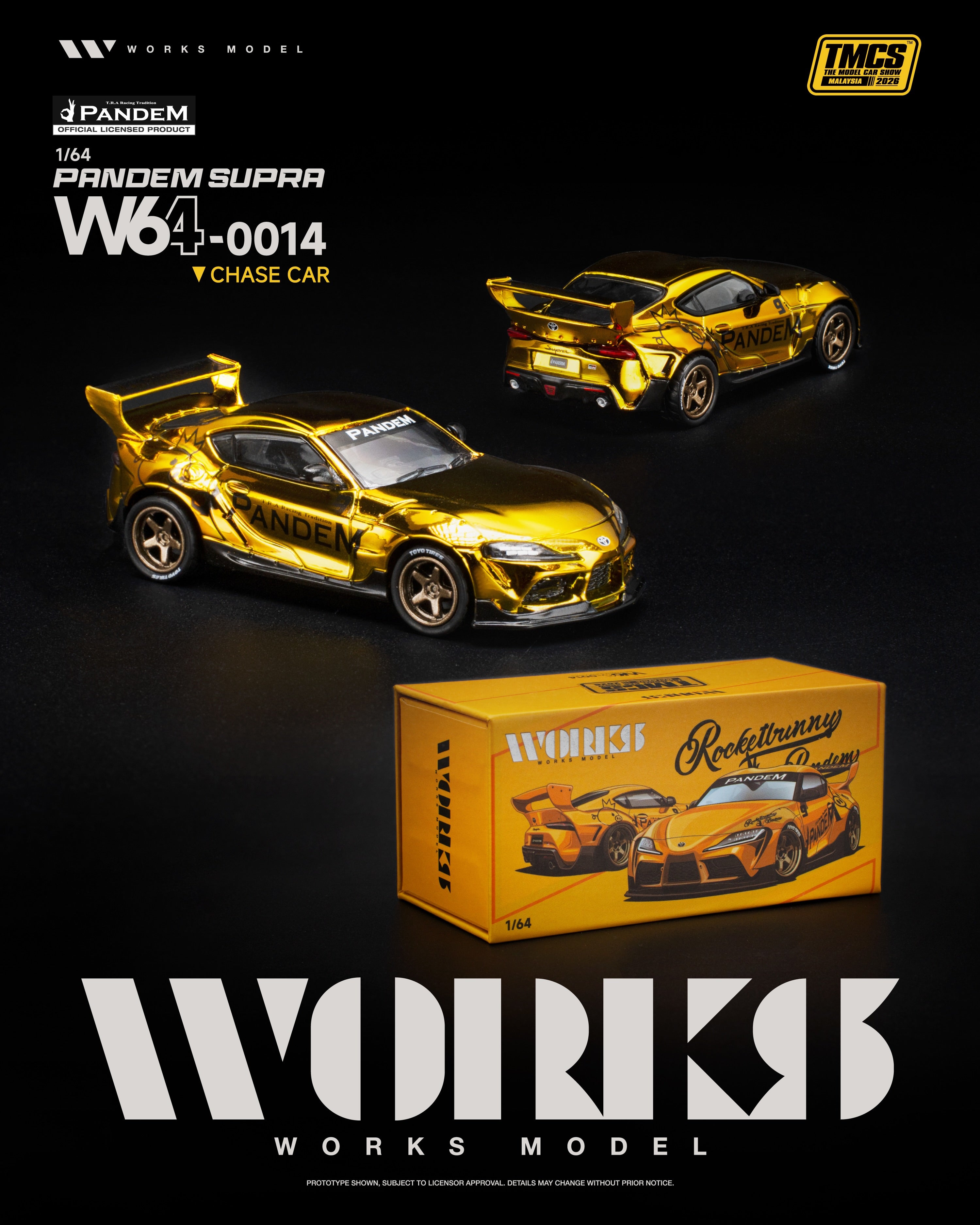WORKS 1/64 PANDEM Supra Yellow TMCS Malaysia 2026 Special Edition