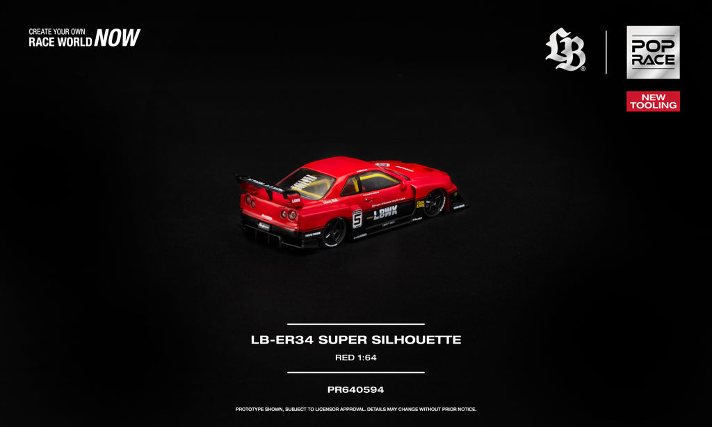 (Preorder) Pop Race 1:64 LB-ER34 Super Silhouette Red PR640594