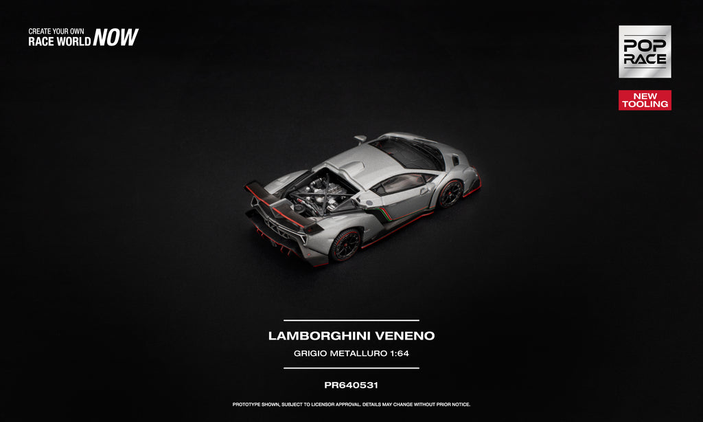 (Preorder) Pop Race 1:64 Lamborghini Veneno Grigio Metalluro PR640531