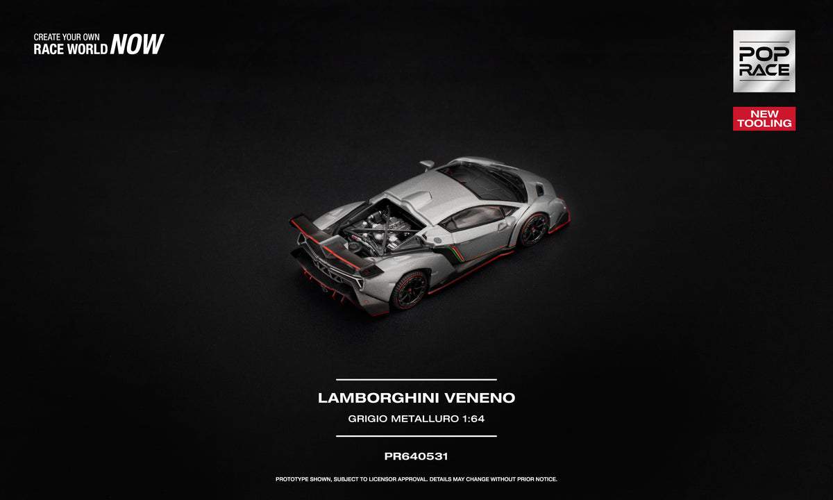 (Preorder) Pop Race 1:64 Lamborghini Veneno Grigio Metalluro PR640531